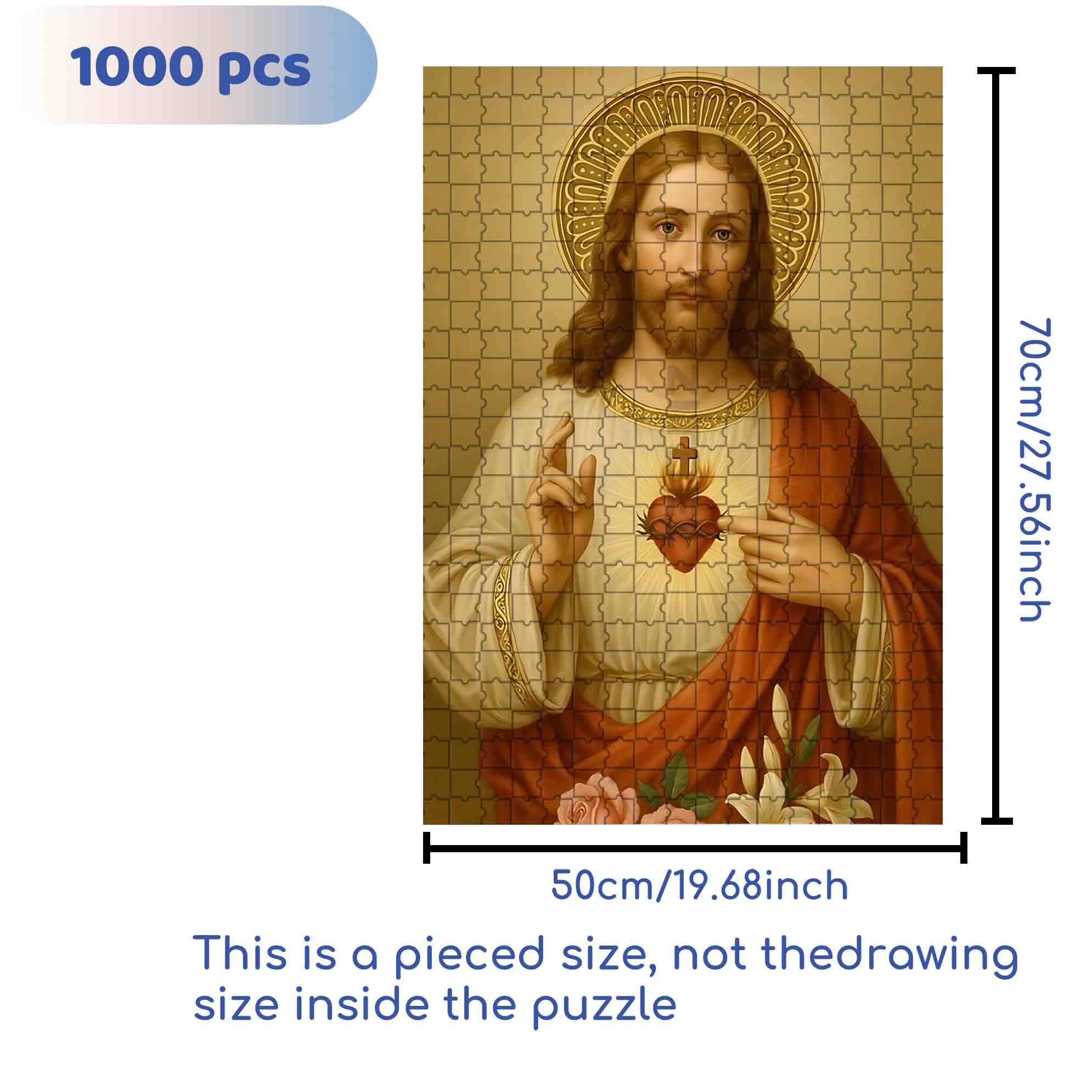Jesus 500pcs/1000pcs Jigsaw Puzzle, Scratch-Resistant, Paper Material, Interactive Family Game & Brain-Boosting DIY Decor, Perfect for Halloween, Christmas & New Year Gifts, Family Puzzle Game