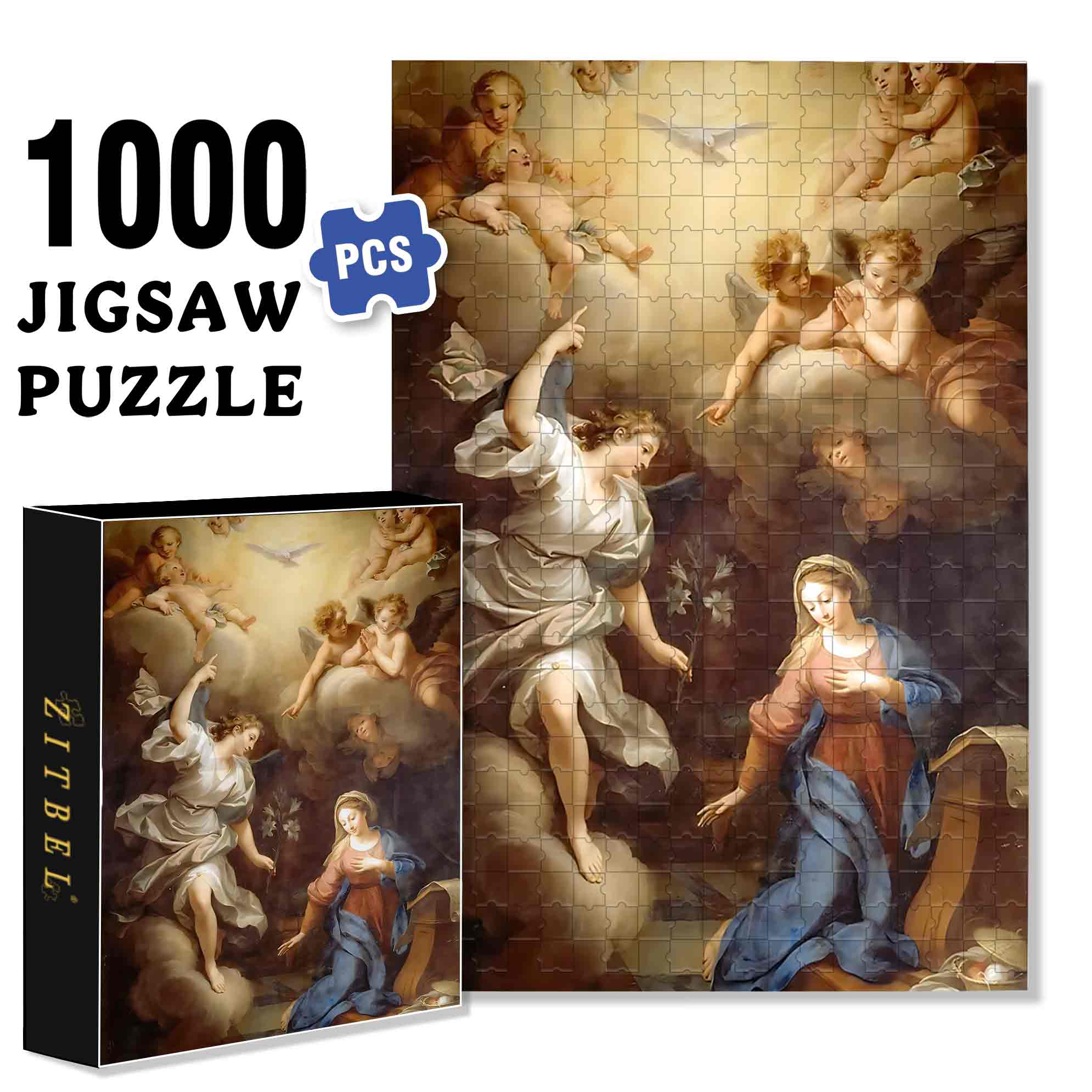 Maria And Angel 500pcs/1000pcs Jigsaw Puzzle, Scratch-Resistant, Paper Material, Interactive Family Game & Brain-Boosting DIY Decor, Perfect for Halloween, Christmas & New Year Gifts, Family Puzzle Game