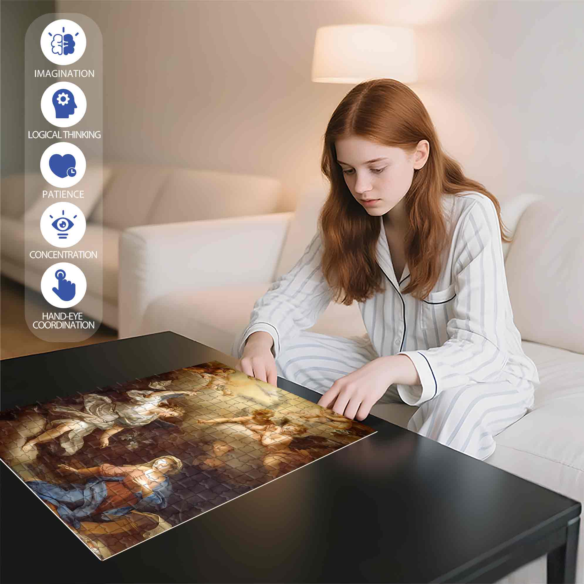 Maria And Angel 500pcs/1000pcs Jigsaw Puzzle, Scratch-Resistant, Paper Material, Interactive Family Game & Brain-Boosting DIY Decor, Perfect for Halloween, Christmas & New Year Gifts, Family Puzzle Game