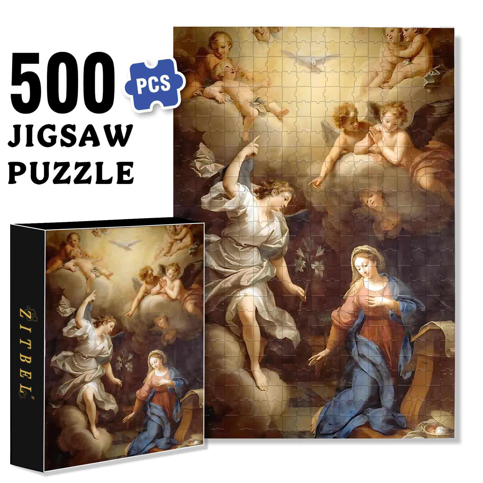 Maria And Angel 500pcs/1000pcs Jigsaw Puzzle, Scratch-Resistant, Paper Material, Interactive Family Game & Brain-Boosting DIY Decor, Perfect for Halloween, Christmas & New Year Gifts, Family Puzzle Game