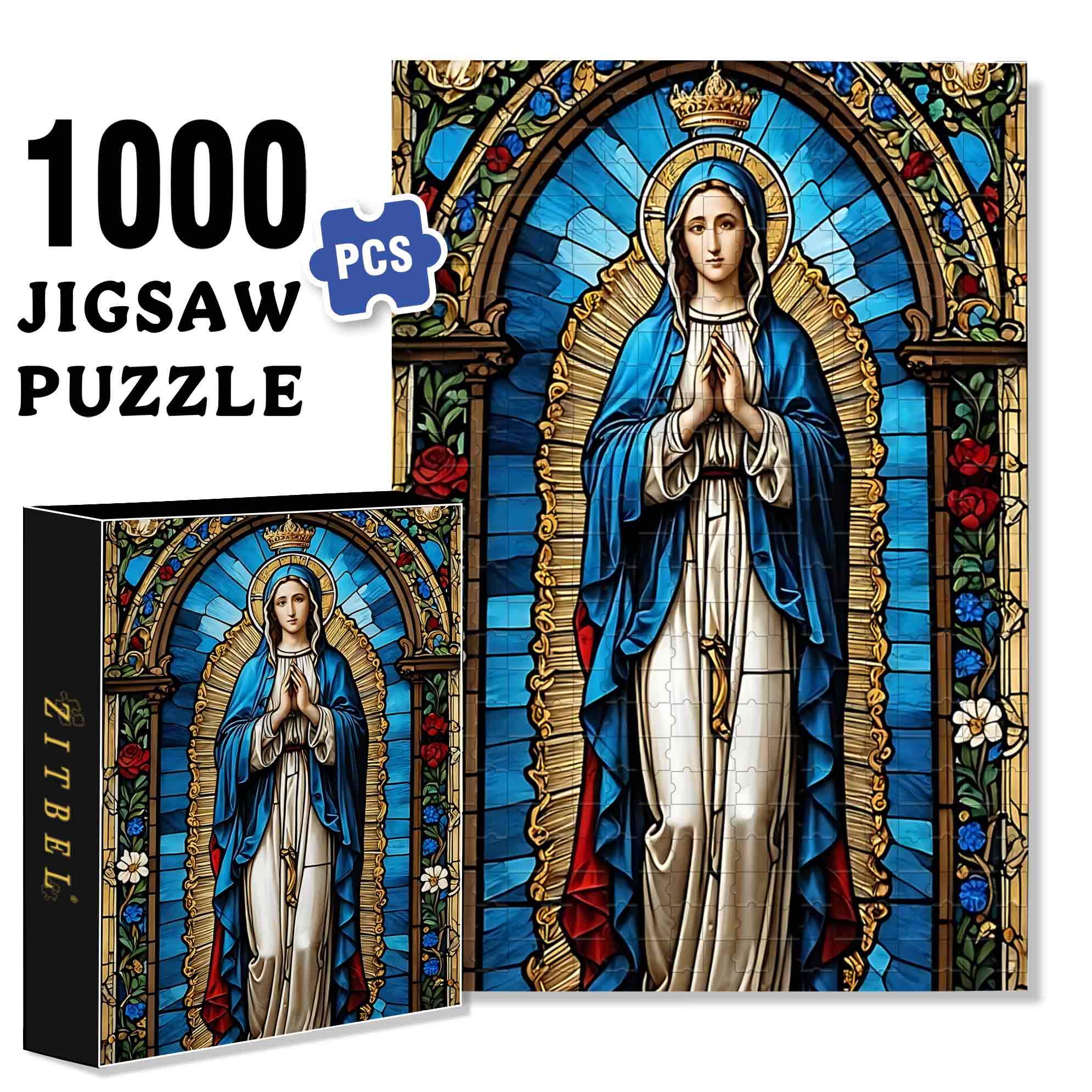 Mosaic Maria 500pcs/1000pcs Jigsaw Puzzle, Scratch-Resistant, Paper Material, Interactive Family Game & Brain-Boosting DIY Decor, Perfect for Halloween, Christmas & New Year Gifts, Family Puzzle Game