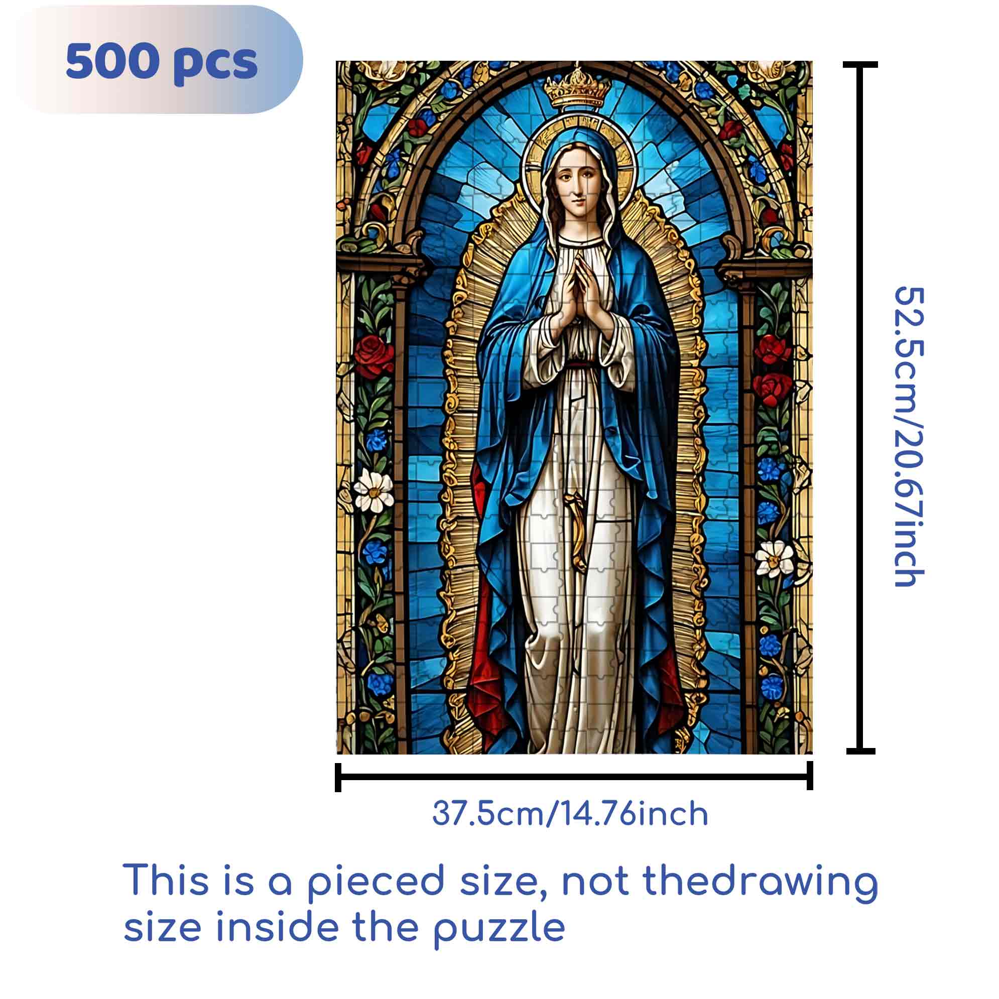 Mosaic Maria 500pcs/1000pcs Jigsaw Puzzle, Scratch-Resistant, Paper Material, Interactive Family Game & Brain-Boosting DIY Decor, Perfect for Halloween, Christmas & New Year Gifts, Family Puzzle Game