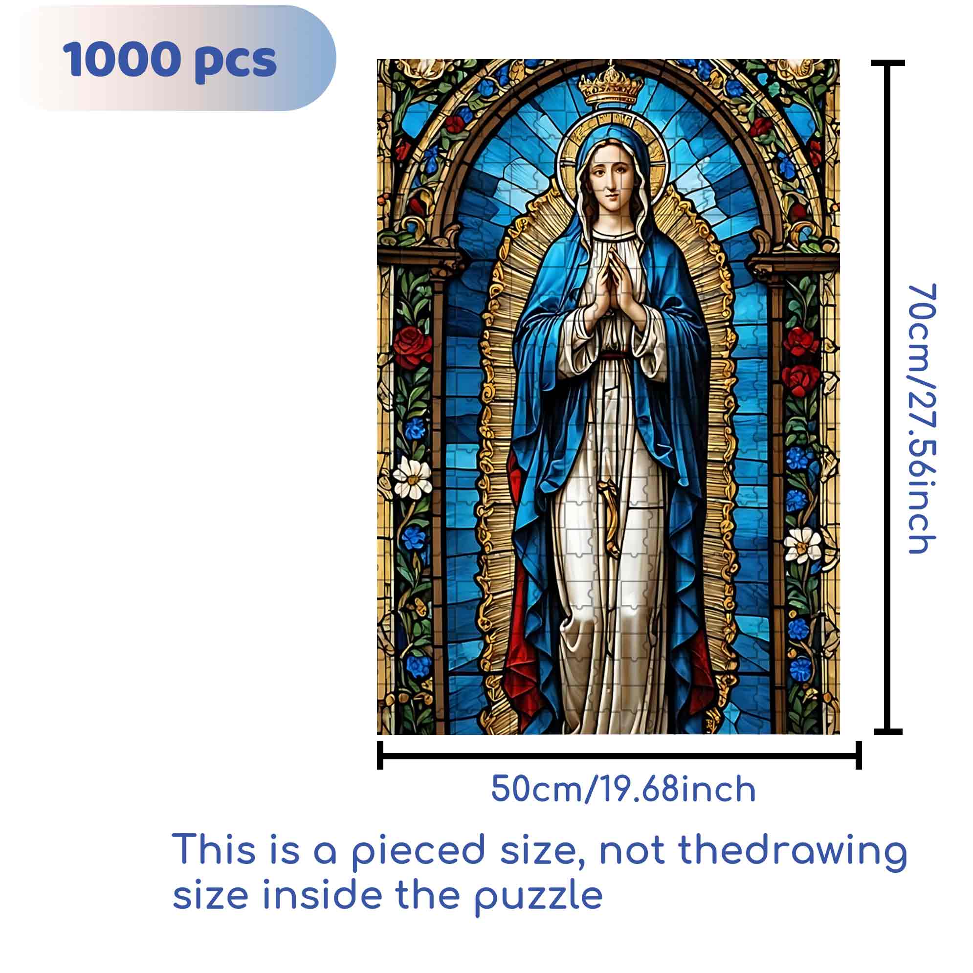 Mosaic Maria 500pcs/1000pcs Jigsaw Puzzle, Scratch-Resistant, Paper Material, Interactive Family Game & Brain-Boosting DIY Decor, Perfect for Halloween, Christmas & New Year Gifts, Family Puzzle Game