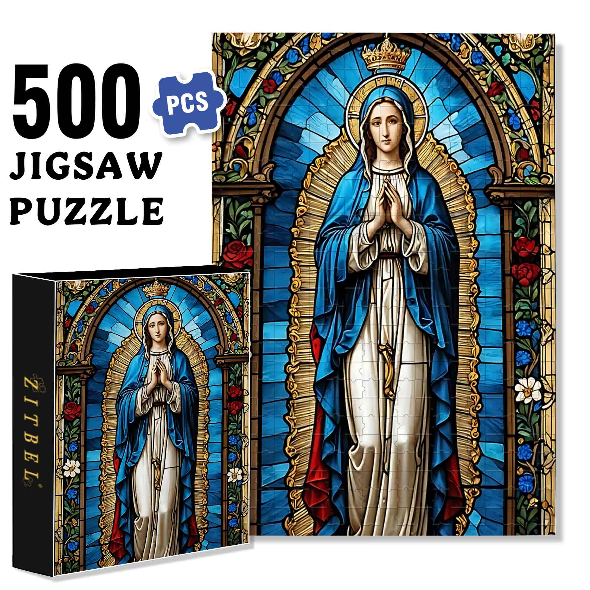 Mosaic Maria 500pcs/1000pcs Jigsaw Puzzle, Scratch-Resistant, Paper Material, Interactive Family Game & Brain-Boosting DIY Decor, Perfect for Halloween, Christmas & New Year Gifts, Family Puzzle Game