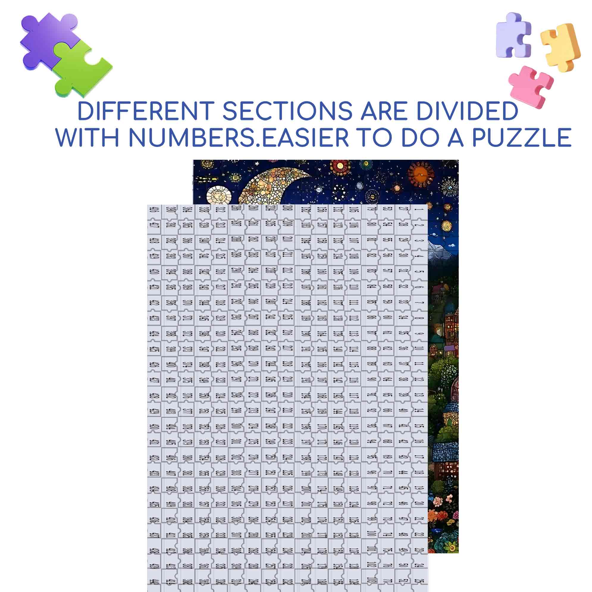 Mosaic Night 500pcs/1000pcs Jigsaw Puzzle, Scratch-Resistant, Paper Material, Interactive Family Game & Brain-Boosting DIY Decor, Perfect for Halloween, Christmas & New Year Gifts, Family Puzzle Game