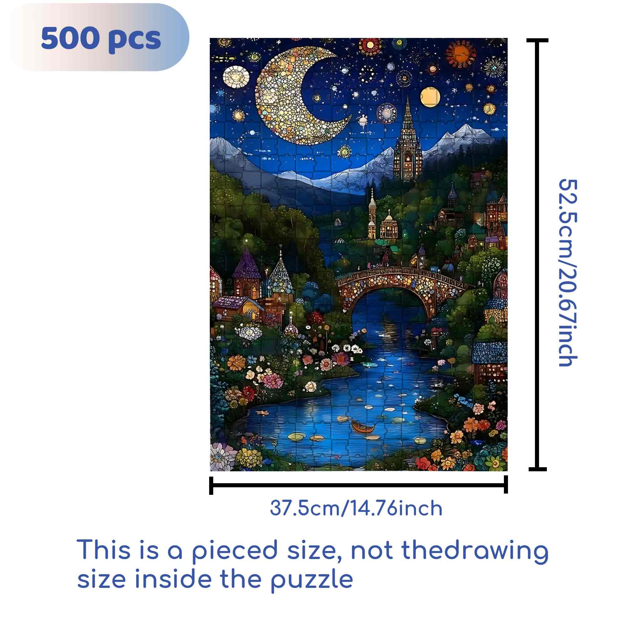 Mosaic Night 500pcs/1000pcs Jigsaw Puzzle, Scratch-Resistant, Paper Material, Interactive Family Game & Brain-Boosting DIY Decor, Perfect for Halloween, Christmas & New Year Gifts, Family Puzzle Game