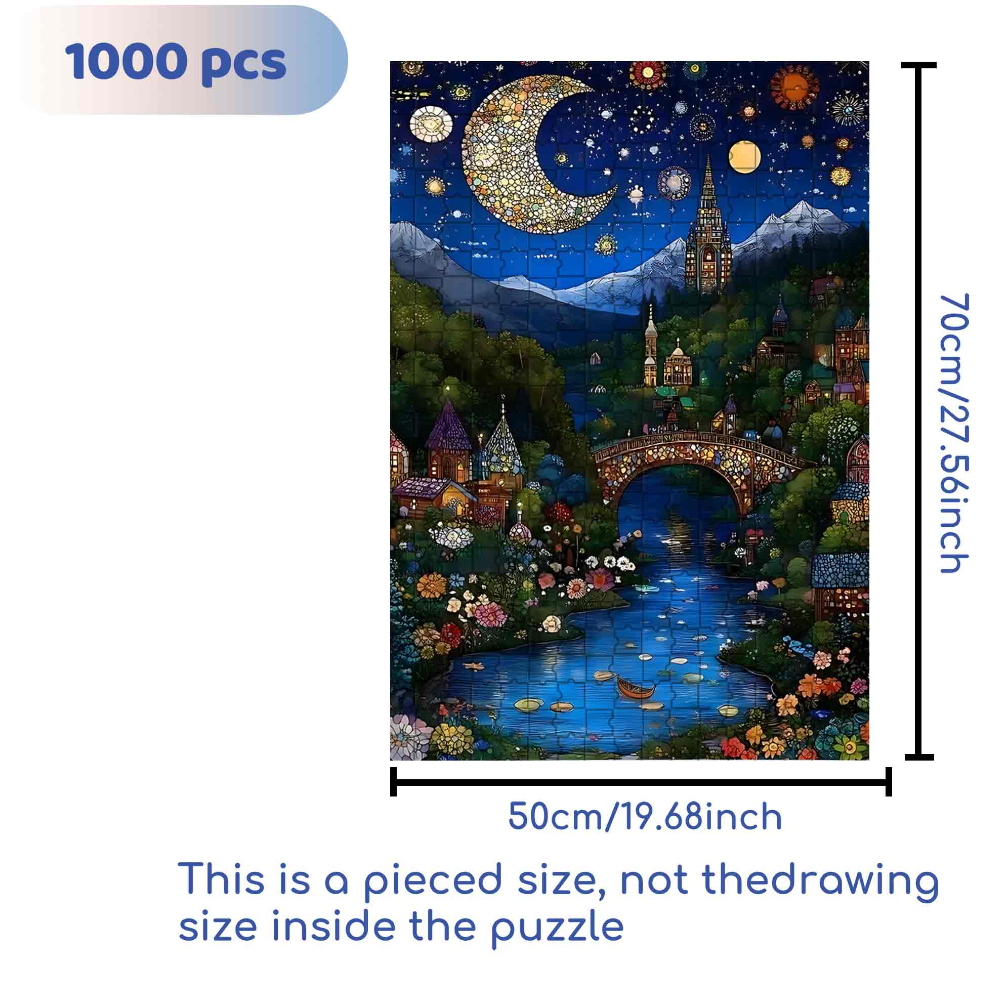 Mosaic Night 500pcs/1000pcs Jigsaw Puzzle, Scratch-Resistant, Paper Material, Interactive Family Game & Brain-Boosting DIY Decor, Perfect for Halloween, Christmas & New Year Gifts, Family Puzzle Game
