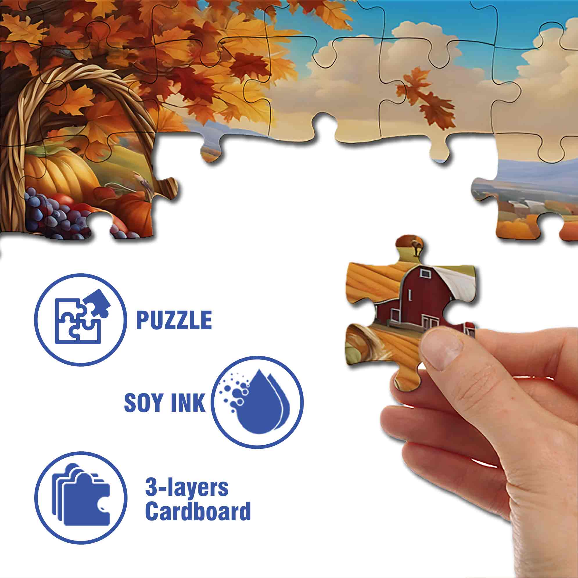 Pumpkin Harvest 500pcs/1000pcs Jigsaw Puzzle, Scratch-Resistant, Paper Material, Interactive Family Game & Brain-Boosting DIY Decor, Perfect for Halloween, Christmas & New Year Gifts, Family Puzzle Game