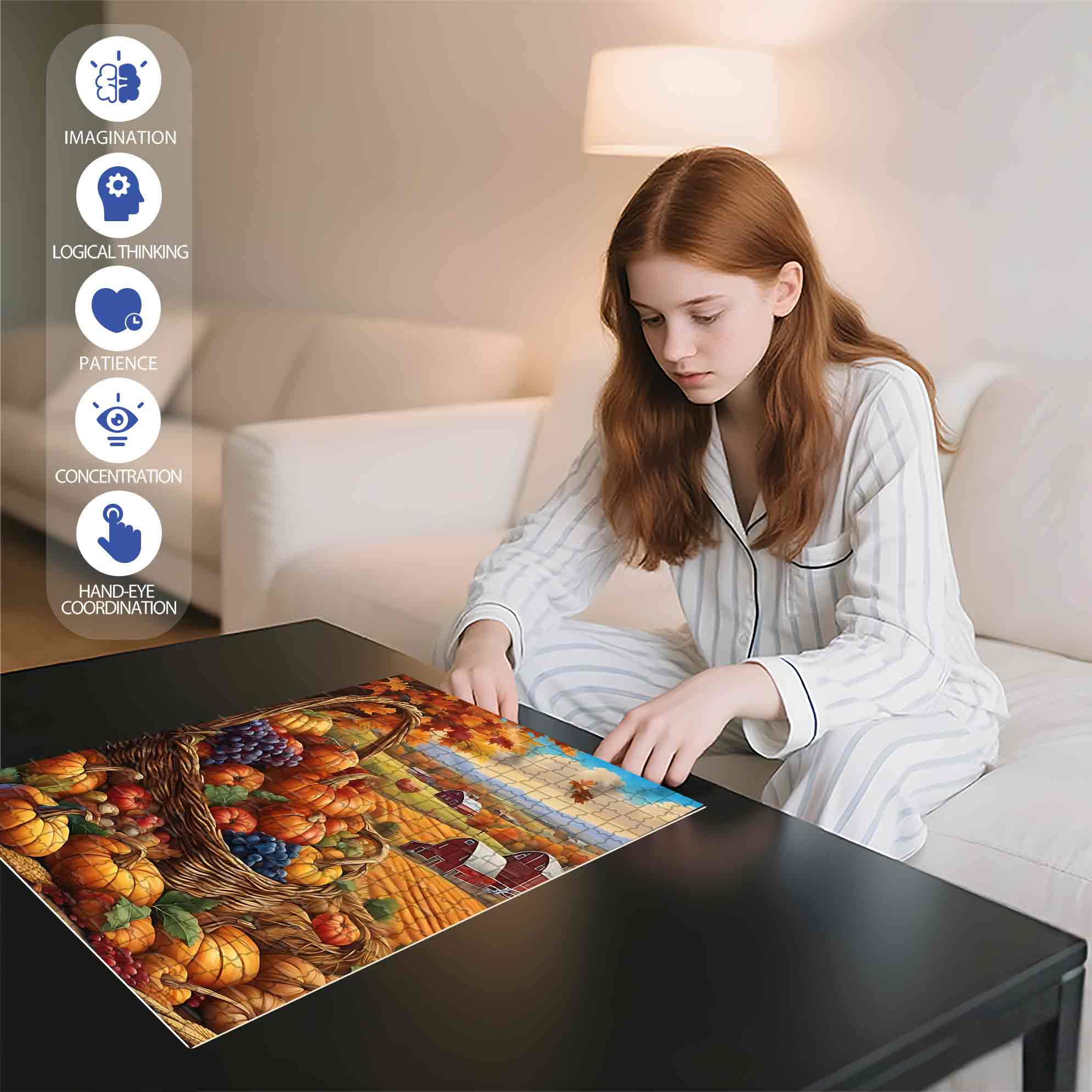 Pumpkin Harvest 500pcs/1000pcs Jigsaw Puzzle, Scratch-Resistant, Paper Material, Interactive Family Game & Brain-Boosting DIY Decor, Perfect for Halloween, Christmas & New Year Gifts, Family Puzzle Game