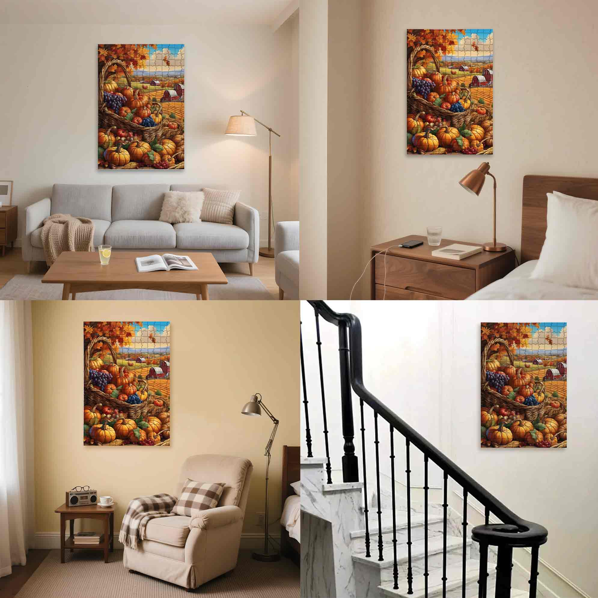 Pumpkin Harvest 500pcs/1000pcs Jigsaw Puzzle, Scratch-Resistant, Paper Material, Interactive Family Game & Brain-Boosting DIY Decor, Perfect for Halloween, Christmas & New Year Gifts, Family Puzzle Game