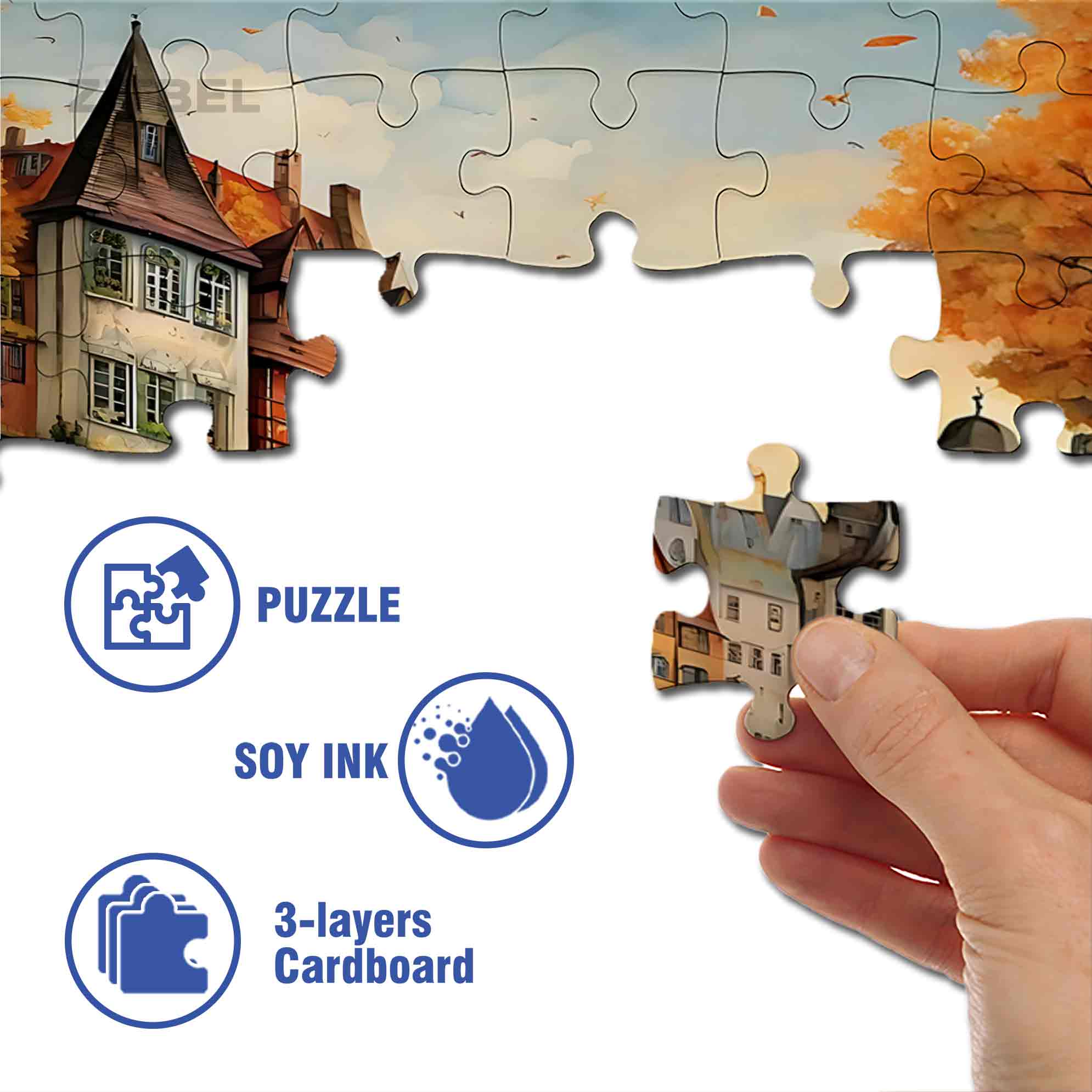 Riverside 500pcs/1000pcs Jigsaw Puzzle, Scratch-Resistant, Paper Material, Interactive Family Game & Brain-Boosting DIY Decor, Perfect for Halloween, Christmas & New Year Gifts, Family Puzzle Game