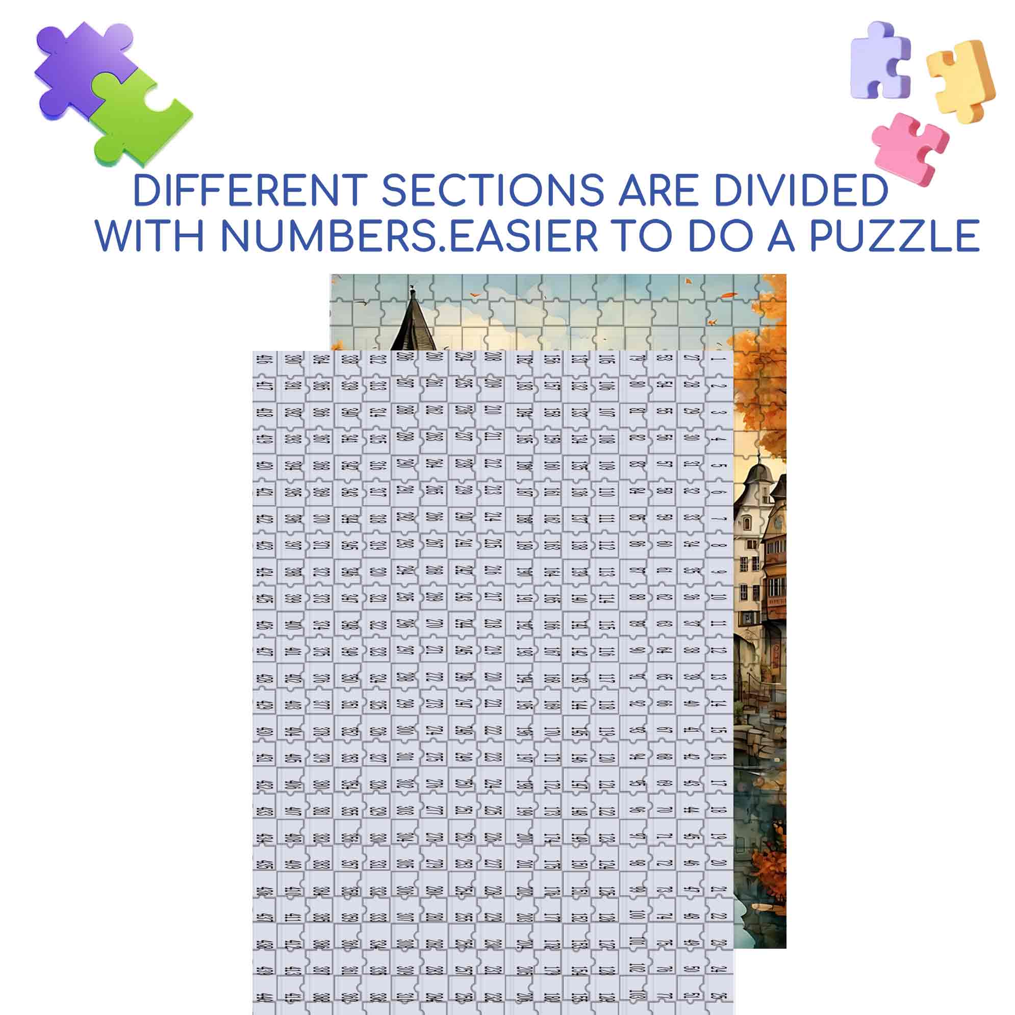 Riverside 500pcs/1000pcs Jigsaw Puzzle, Scratch-Resistant, Paper Material, Interactive Family Game & Brain-Boosting DIY Decor, Perfect for Halloween, Christmas & New Year Gifts, Family Puzzle Game