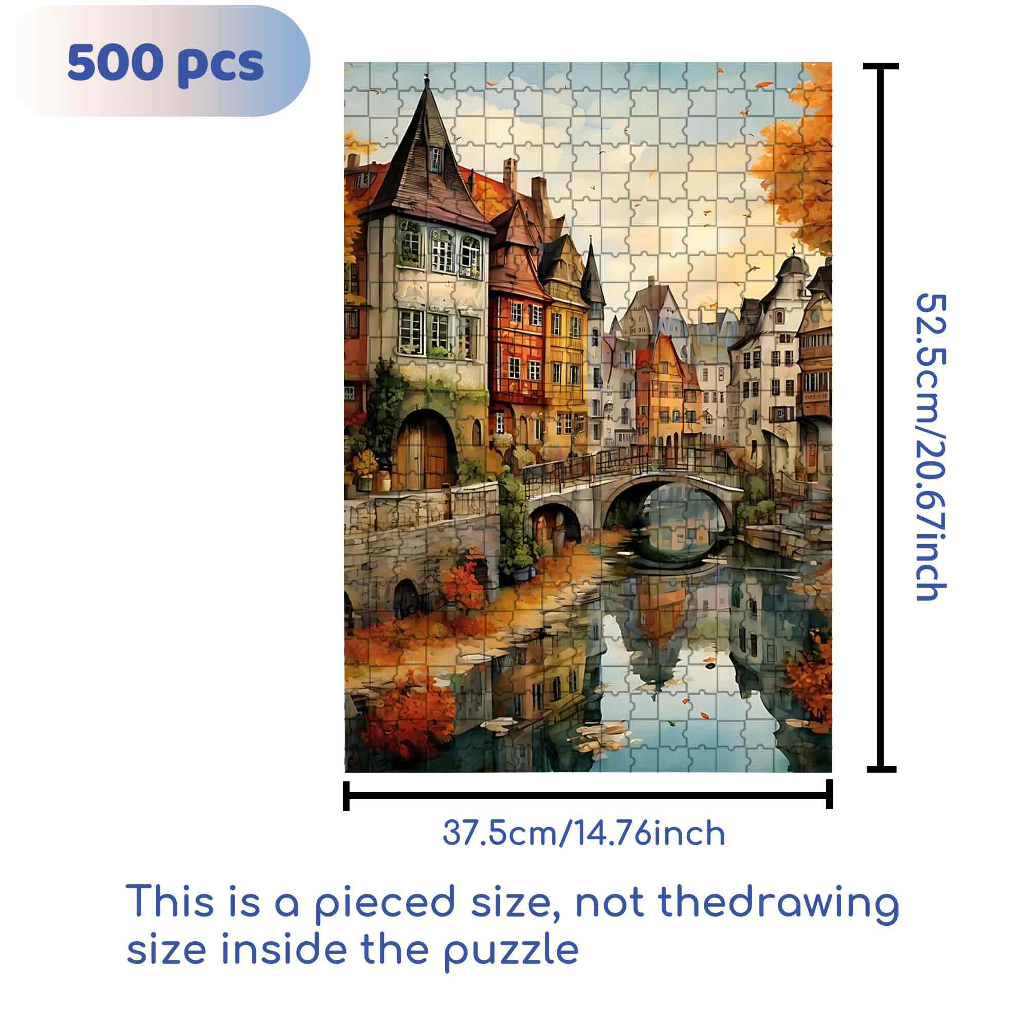 Riverside 500pcs/1000pcs Jigsaw Puzzle, Scratch-Resistant, Paper Material, Interactive Family Game & Brain-Boosting DIY Decor, Perfect for Halloween, Christmas & New Year Gifts, Family Puzzle Game