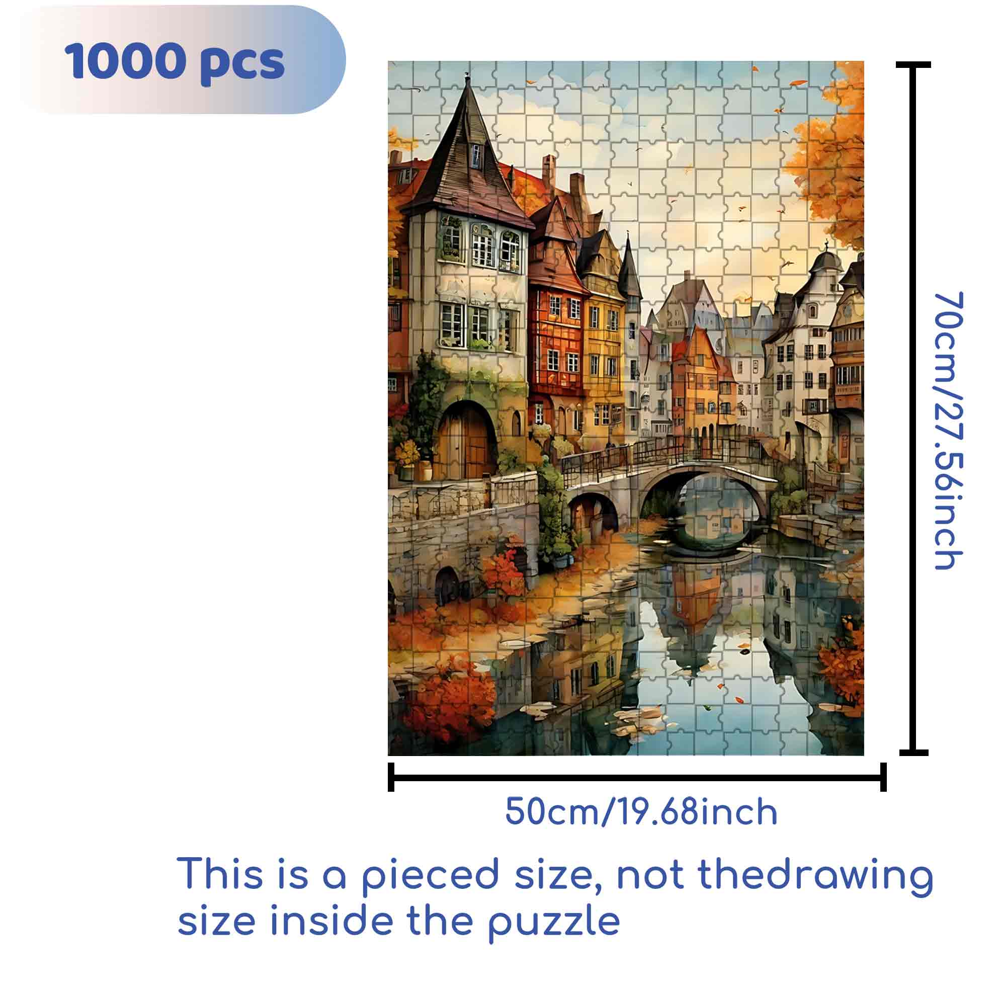 Riverside 500pcs/1000pcs Jigsaw Puzzle, Scratch-Resistant, Paper Material, Interactive Family Game & Brain-Boosting DIY Decor, Perfect for Halloween, Christmas & New Year Gifts, Family Puzzle Game
