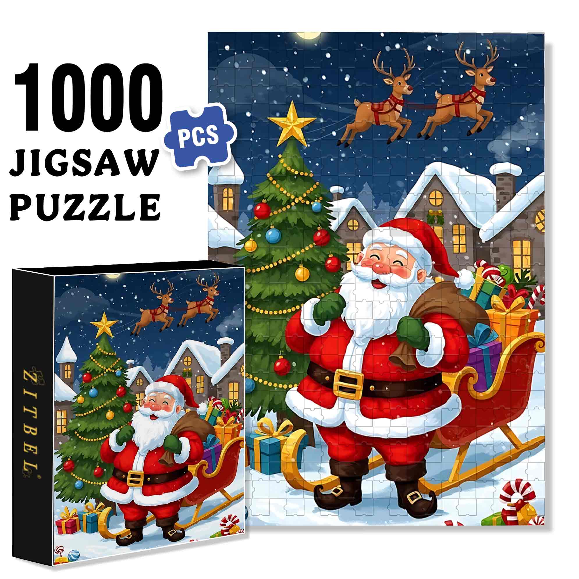 Santa Claus 500pcs/1000pcs Jigsaw Puzzle, Scratch-Resistant, Paper Material, Interactive Family Game & Brain-Boosting DIY Decor, Perfect for Halloween, Christmas & New Year Gifts, Family Puzzle Game