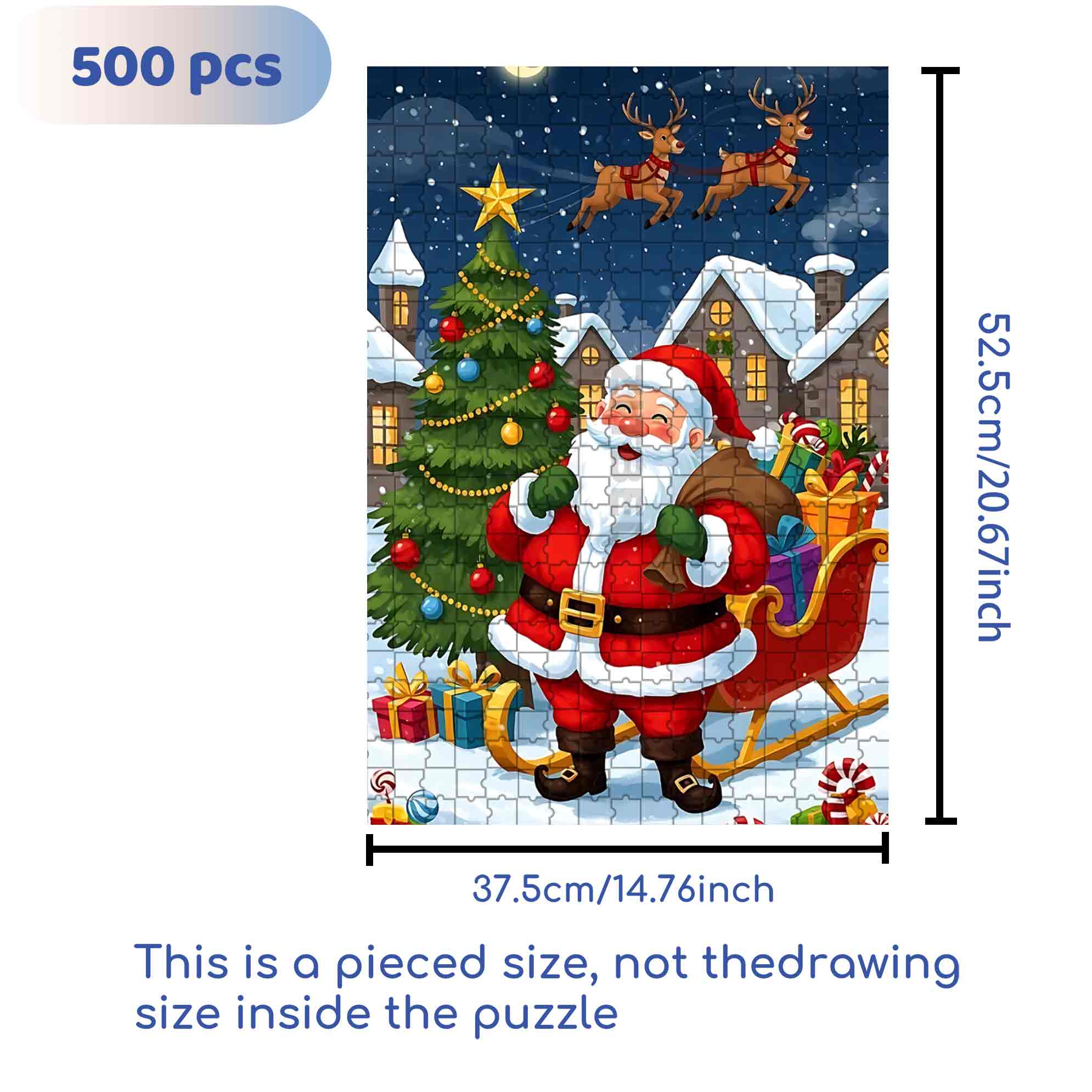 Santa Claus 500pcs/1000pcs Jigsaw Puzzle, Scratch-Resistant, Paper Material, Interactive Family Game & Brain-Boosting DIY Decor, Perfect for Halloween, Christmas & New Year Gifts, Family Puzzle Game