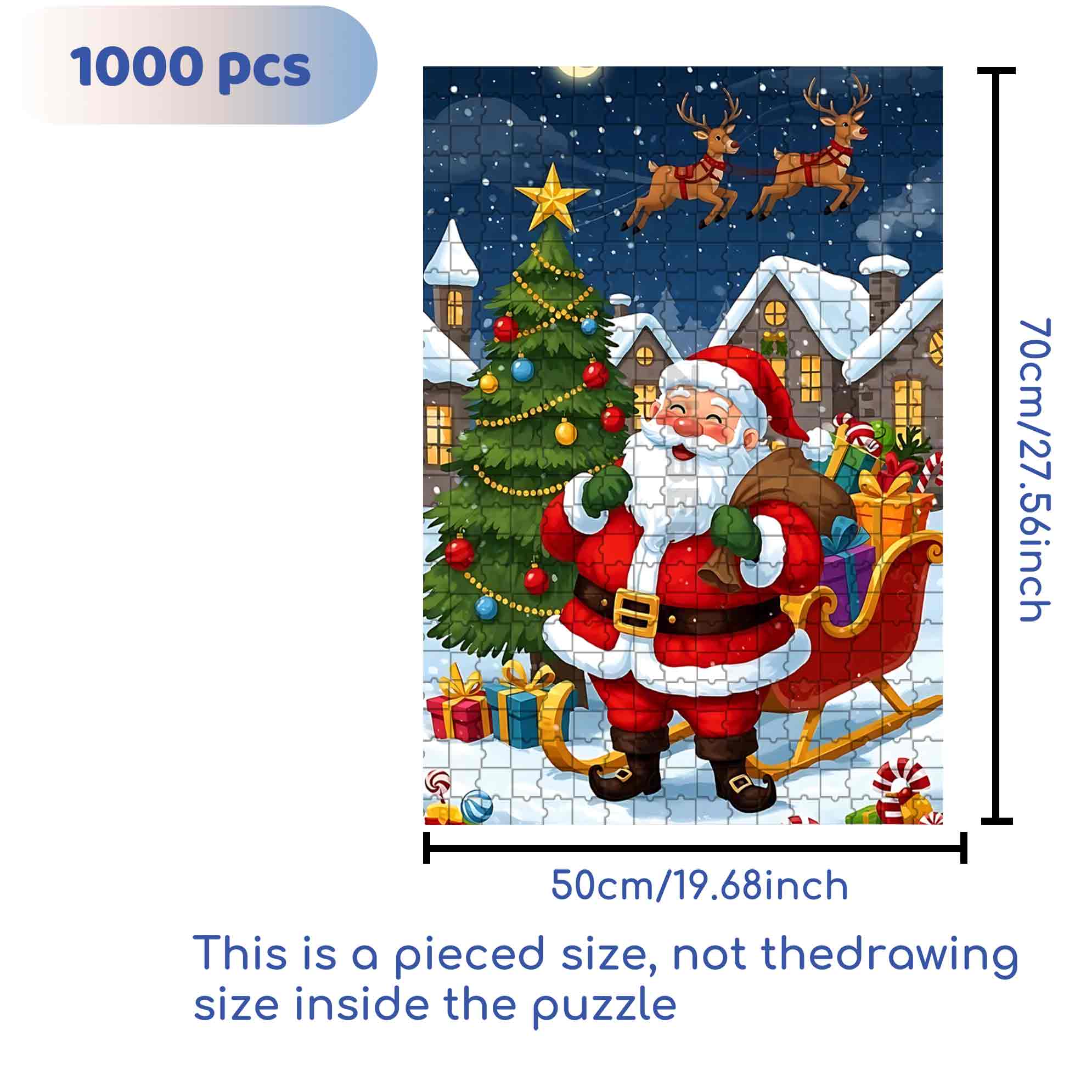 Santa Claus 500pcs/1000pcs Jigsaw Puzzle, Scratch-Resistant, Paper Material, Interactive Family Game & Brain-Boosting DIY Decor, Perfect for Halloween, Christmas & New Year Gifts, Family Puzzle Game