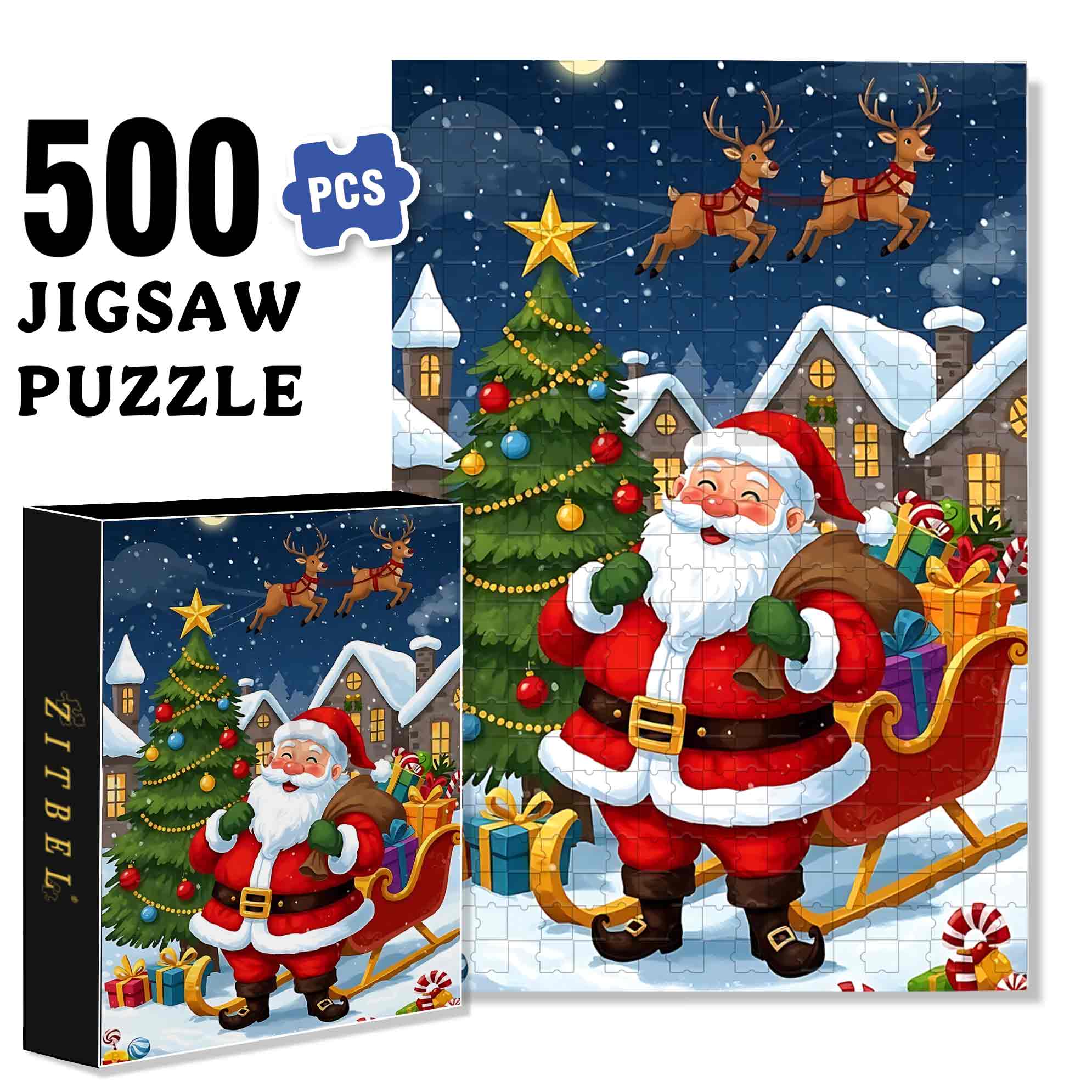 Santa Claus 500pcs/1000pcs Jigsaw Puzzle, Scratch-Resistant, Paper Material, Interactive Family Game & Brain-Boosting DIY Decor, Perfect for Halloween, Christmas & New Year Gifts, Family Puzzle Game