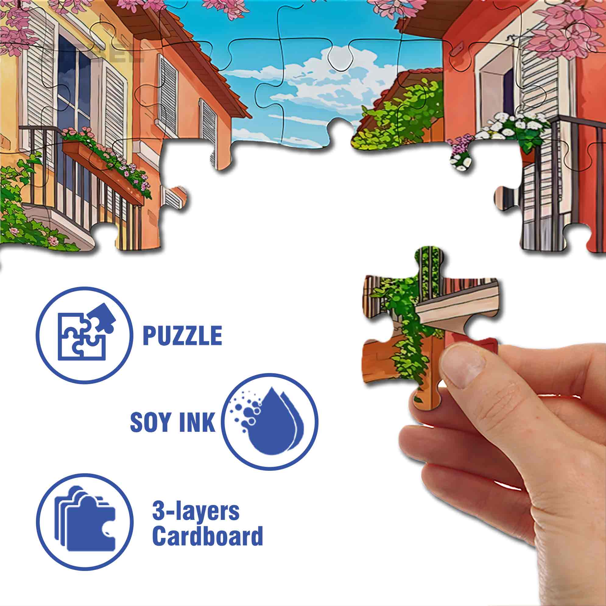 Side Street 500pcs/1000pcs Jigsaw Puzzle, Scratch-Resistant, Paper Material, Interactive Family Game & Brain-Boosting DIY Decor, Perfect for Halloween, Christmas & New Year Gifts, Family Puzzle Game