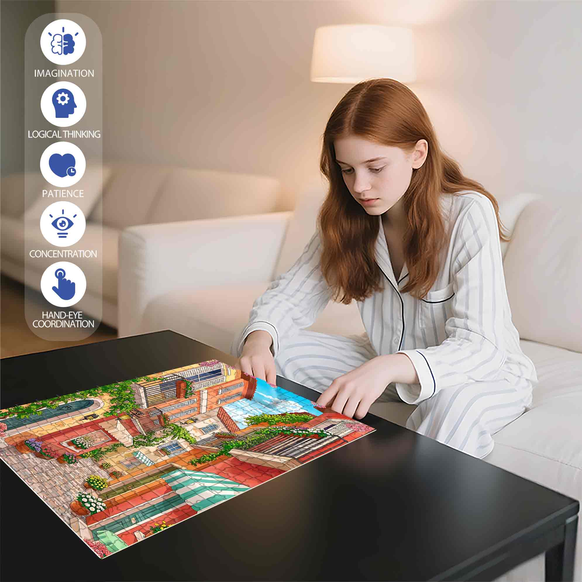 Side Street 500pcs/1000pcs Jigsaw Puzzle, Scratch-Resistant, Paper Material, Interactive Family Game & Brain-Boosting DIY Decor, Perfect for Halloween, Christmas & New Year Gifts, Family Puzzle Game
