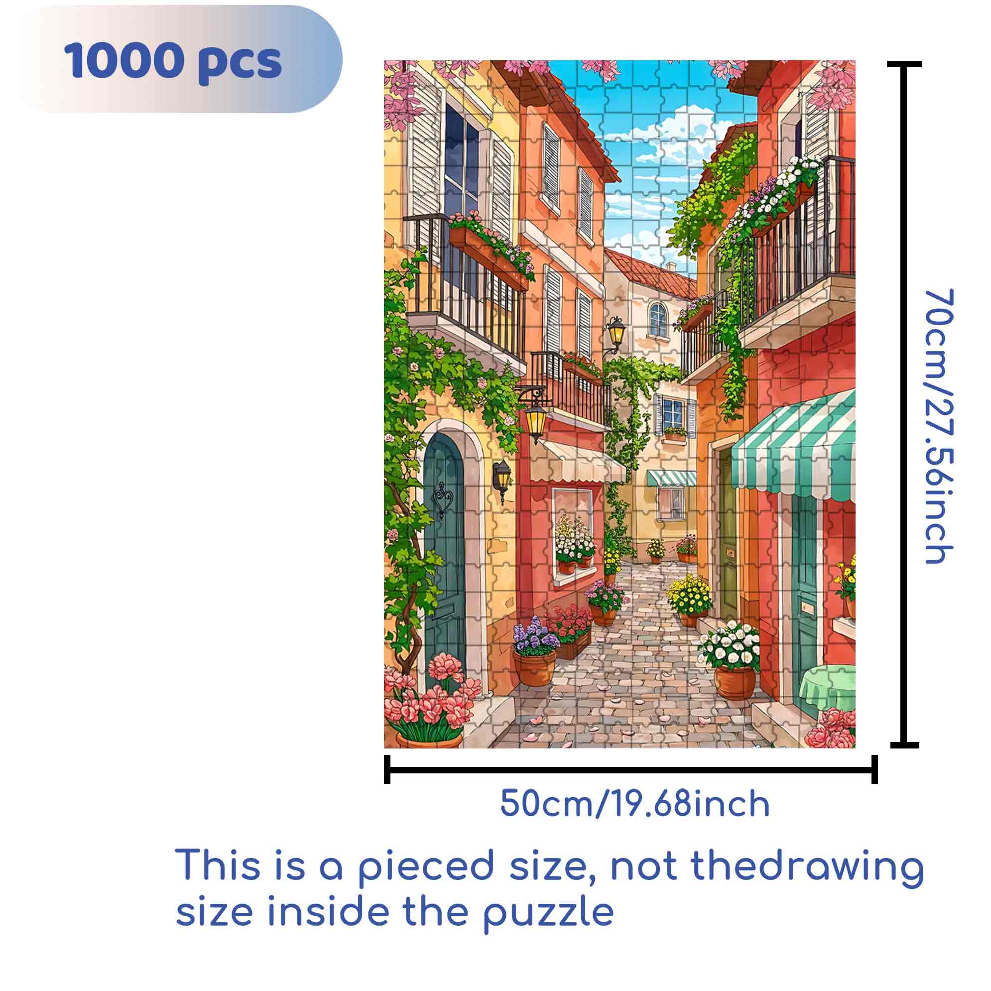 Side Street 500pcs/1000pcs Jigsaw Puzzle, Scratch-Resistant, Paper Material, Interactive Family Game & Brain-Boosting DIY Decor, Perfect for Halloween, Christmas & New Year Gifts, Family Puzzle Game
