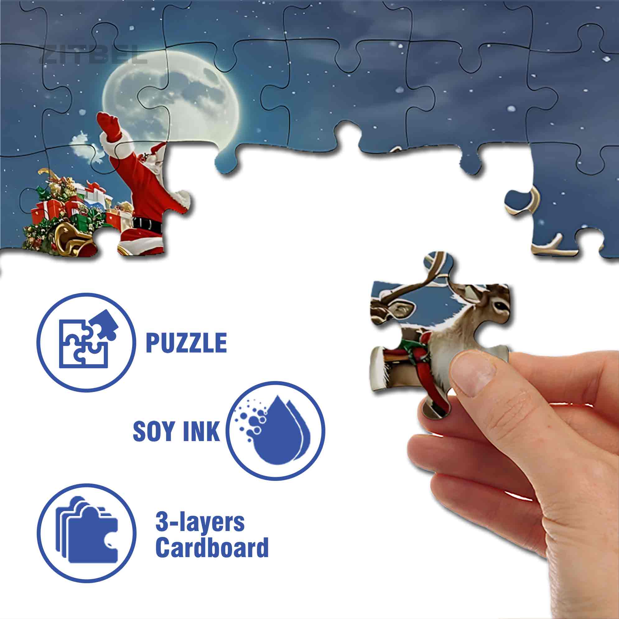 Sled 500pcs/1000pcs Jigsaw Puzzle, Scratch-Resistant, Paper Material, Interactive Family Game & Brain-Boosting DIY Decor, Perfect for Halloween, Christmas & New Year Gifts, Family Puzzle Game