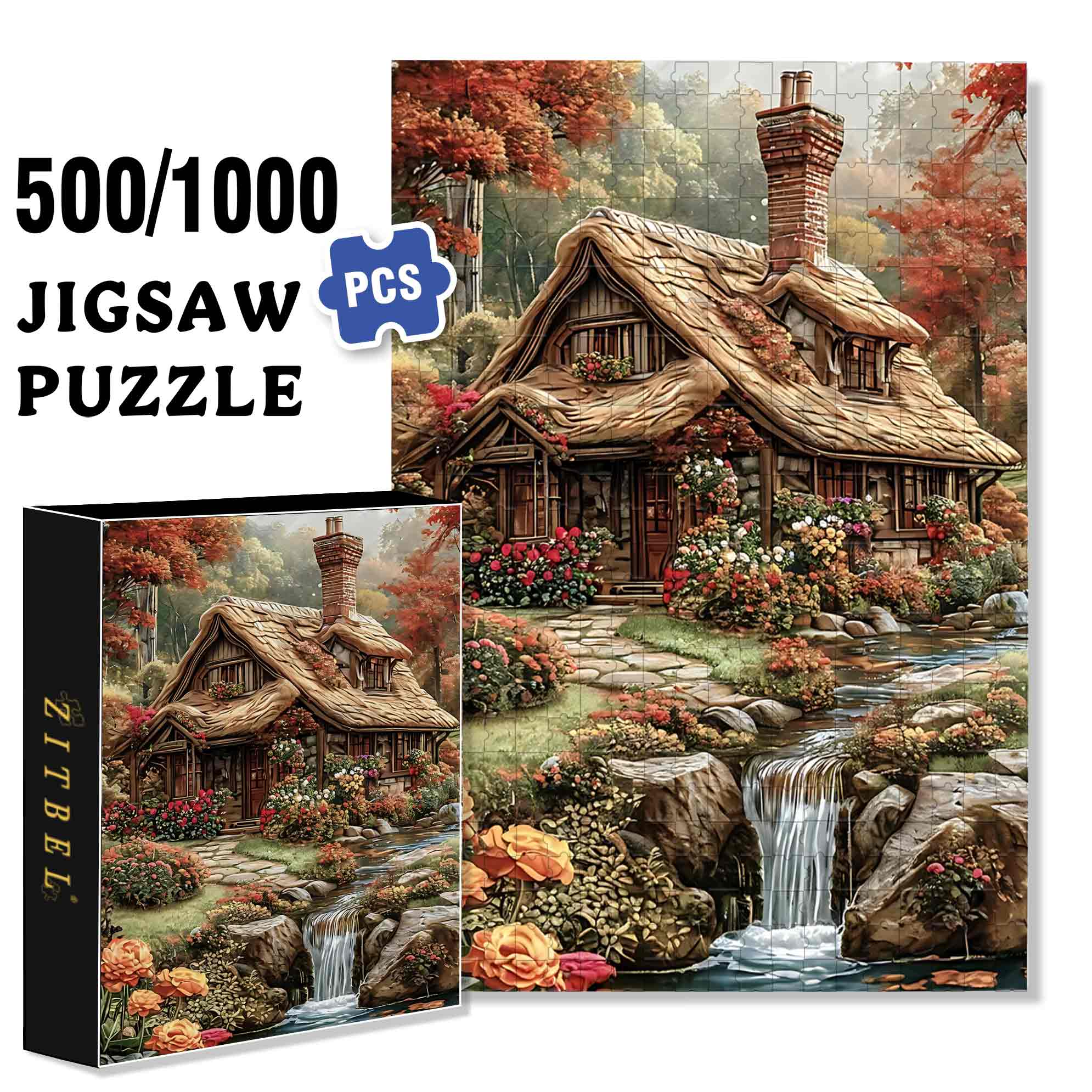 Stream 500pcs/1000pcs Jigsaw Puzzle, Scratch-Resistant, Paper Material, Interactive Family Game & Brain-Boosting DIY Decor, Perfect for Halloween, Christmas & New Year Gifts, Family Puzzle Game