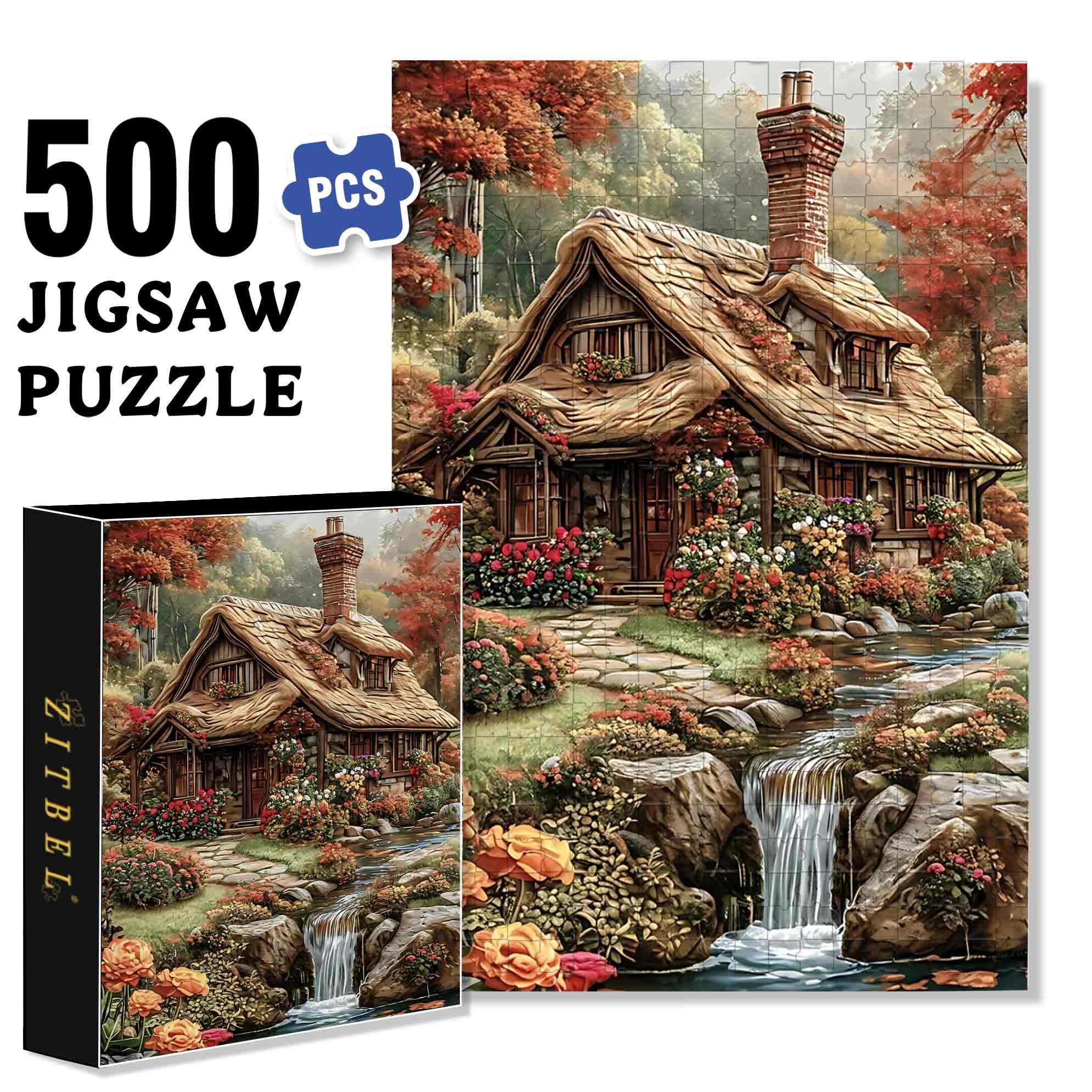 Stream 500pcs/1000pcs Jigsaw Puzzle, Scratch-Resistant, Paper Material, Interactive Family Game & Brain-Boosting DIY Decor, Perfect for Halloween, Christmas & New Year Gifts, Family Puzzle Game