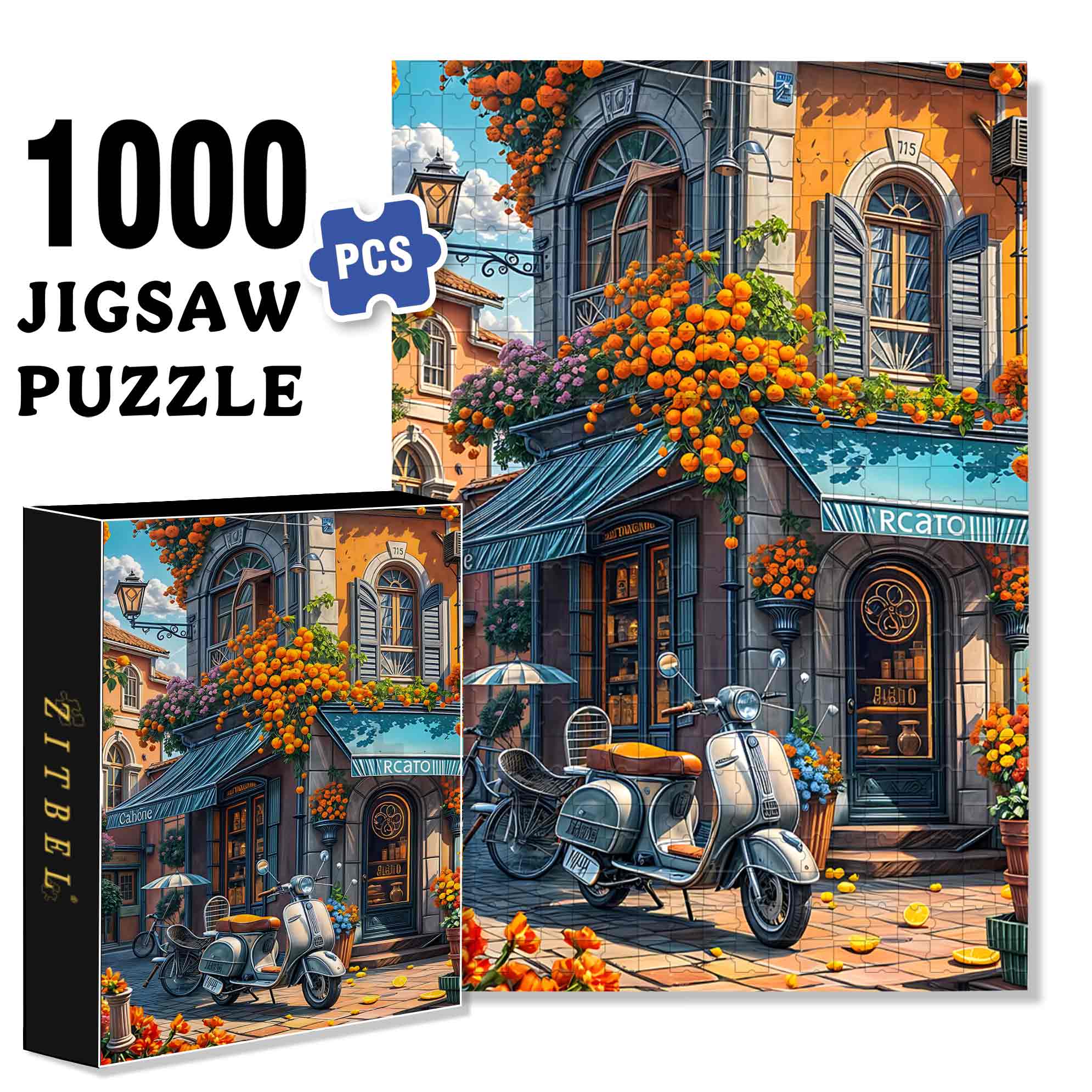 Street Corner Motorcycle 500pcs/1000pcs Jigsaw Puzzle, Scratch-Resistant, Paper Material, Interactive Family Game & Brain-Boosting DIY Decor, Perfect for Halloween, Christmas & New Year Gifts, Family Puzzle Game