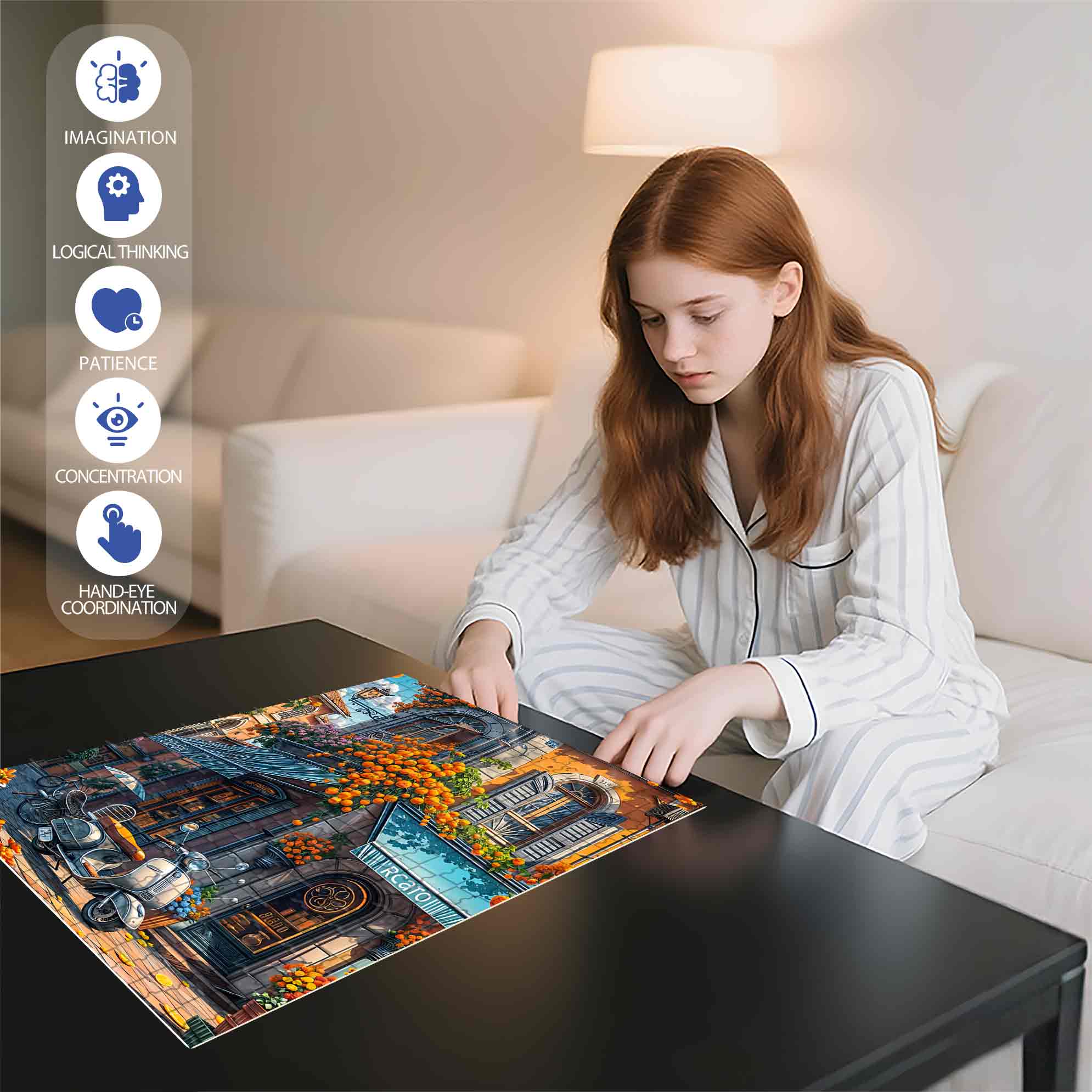 Street Corner Motorcycle 500pcs/1000pcs Jigsaw Puzzle, Scratch-Resistant, Paper Material, Interactive Family Game & Brain-Boosting DIY Decor, Perfect for Halloween, Christmas & New Year Gifts, Family Puzzle Game