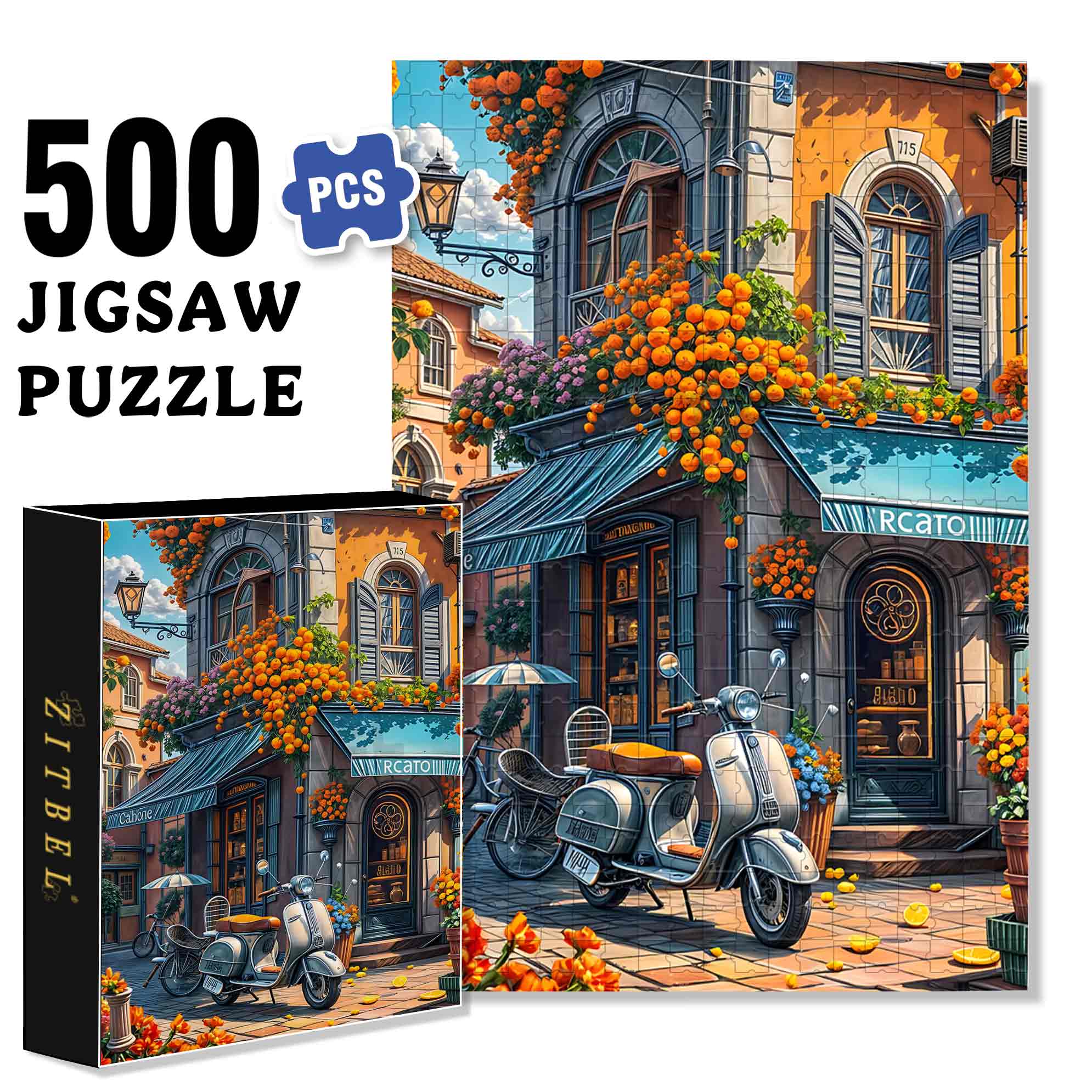 Street Corner Motorcycle 500pcs/1000pcs Jigsaw Puzzle, Scratch-Resistant, Paper Material, Interactive Family Game & Brain-Boosting DIY Decor, Perfect for Halloween, Christmas & New Year Gifts, Family Puzzle Game