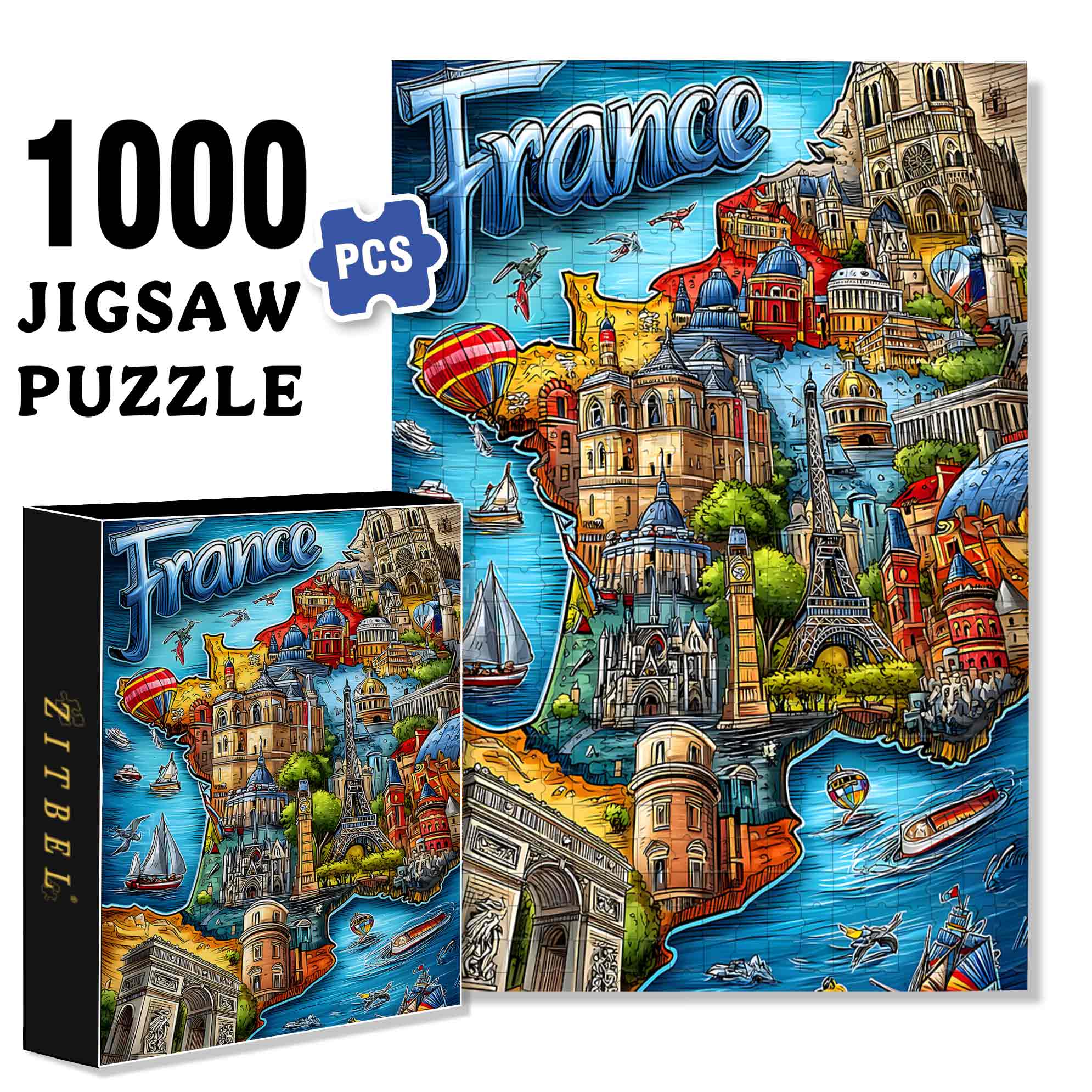 Vive La France  500pcs/1000pcs Jigsaw Puzzle, Scratch-Resistant, Paper Material, Interactive Family Game & Brain-Boosting DIY Decor, Perfect for Halloween, Christmas & New Year Gifts, Family Puzzle Game