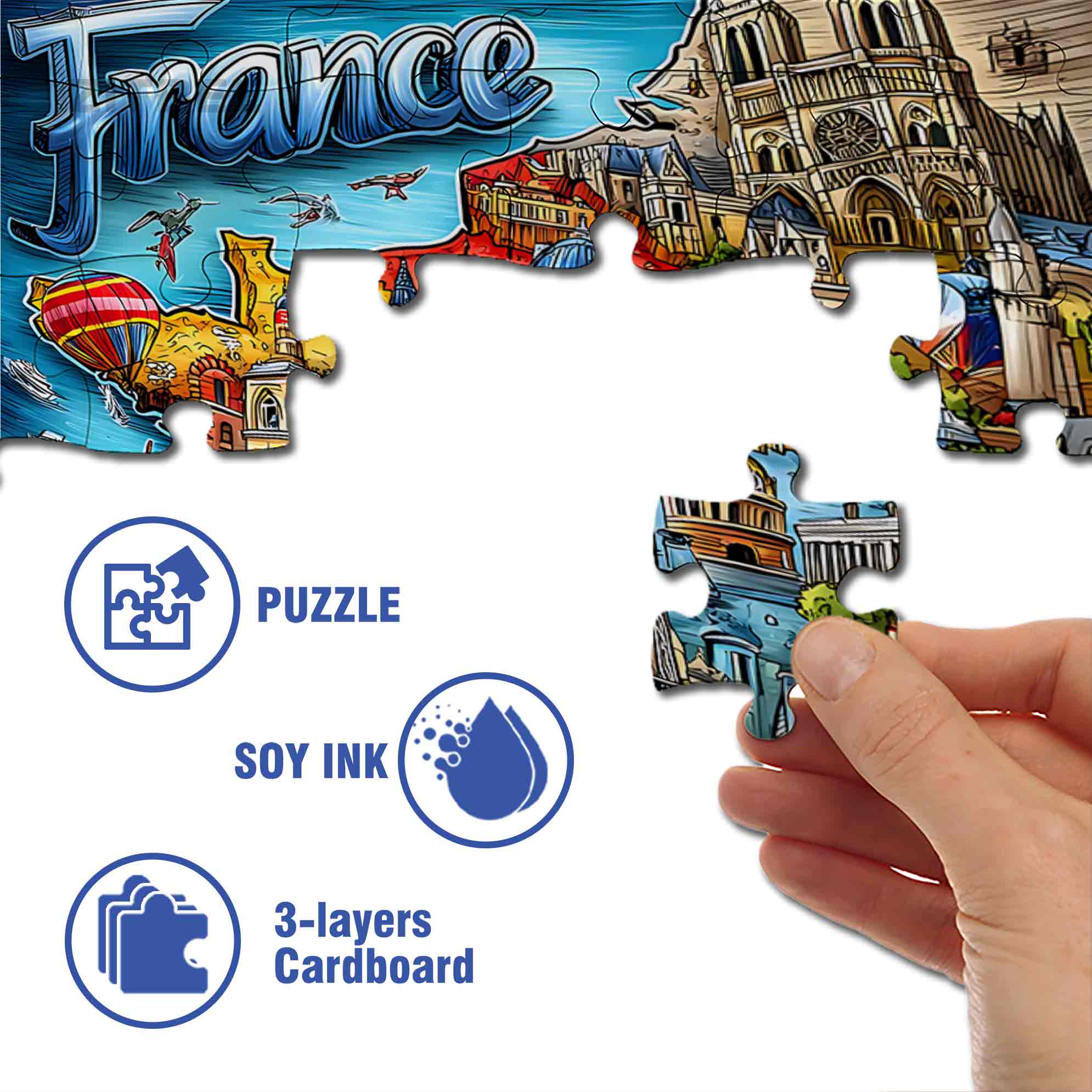 Vive La France  500pcs/1000pcs Jigsaw Puzzle, Scratch-Resistant, Paper Material, Interactive Family Game & Brain-Boosting DIY Decor, Perfect for Halloween, Christmas & New Year Gifts, Family Puzzle Game
