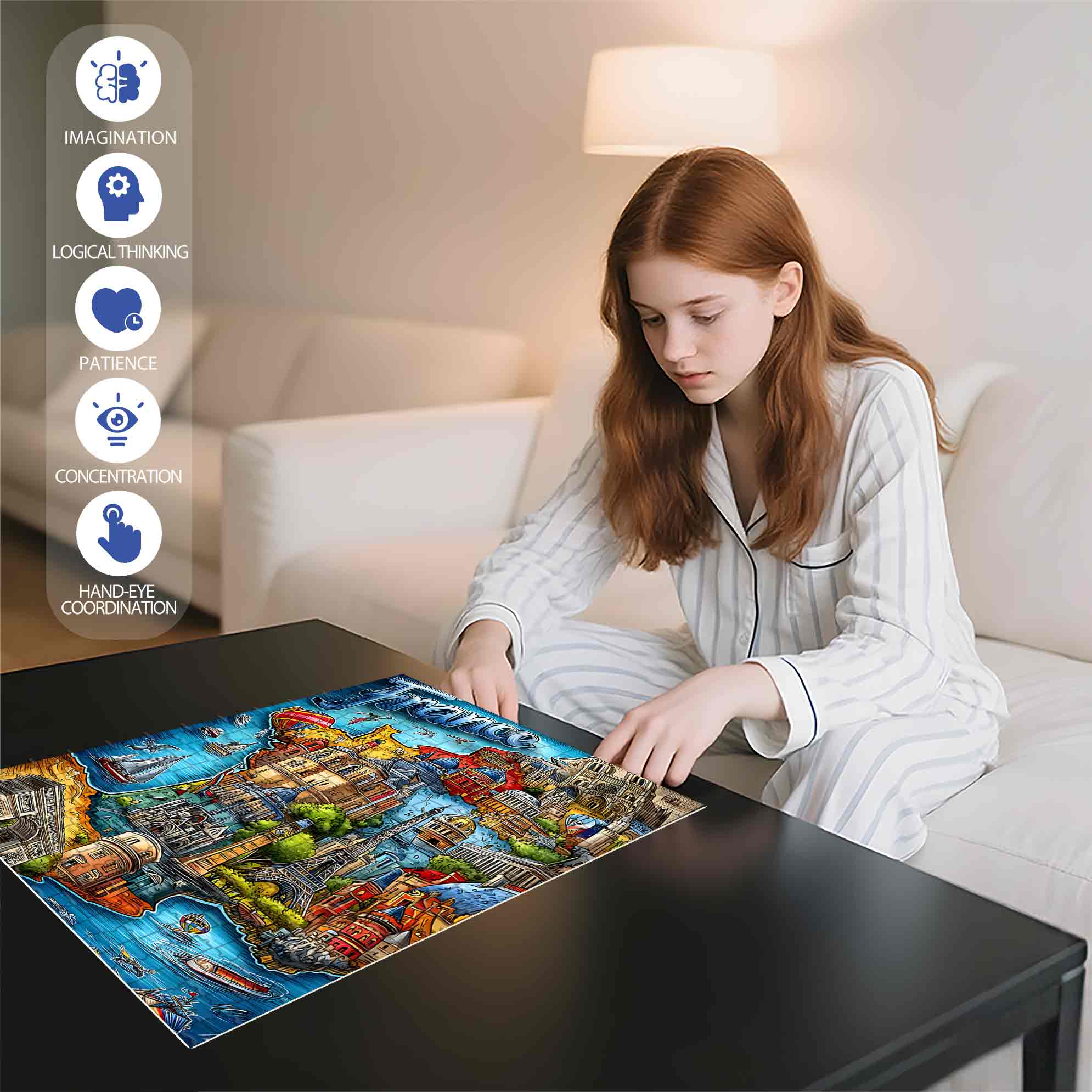 Vive La France  500pcs/1000pcs Jigsaw Puzzle, Scratch-Resistant, Paper Material, Interactive Family Game & Brain-Boosting DIY Decor, Perfect for Halloween, Christmas & New Year Gifts, Family Puzzle Game
