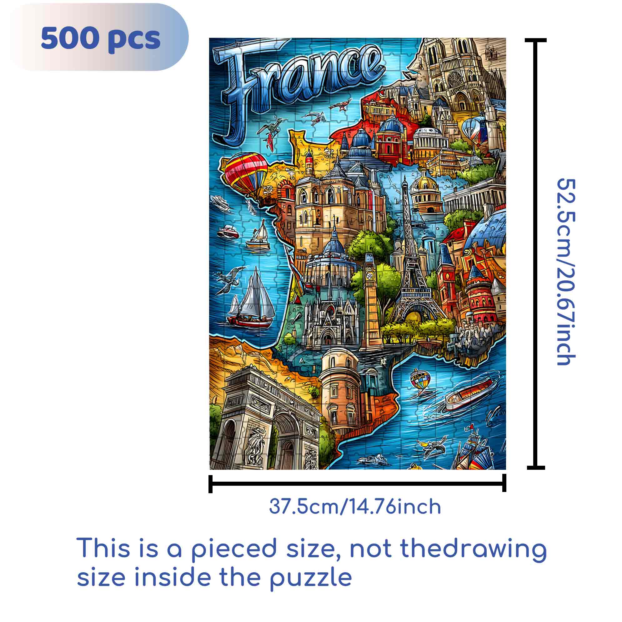 Vive La France  500pcs/1000pcs Jigsaw Puzzle, Scratch-Resistant, Paper Material, Interactive Family Game & Brain-Boosting DIY Decor, Perfect for Halloween, Christmas & New Year Gifts, Family Puzzle Game