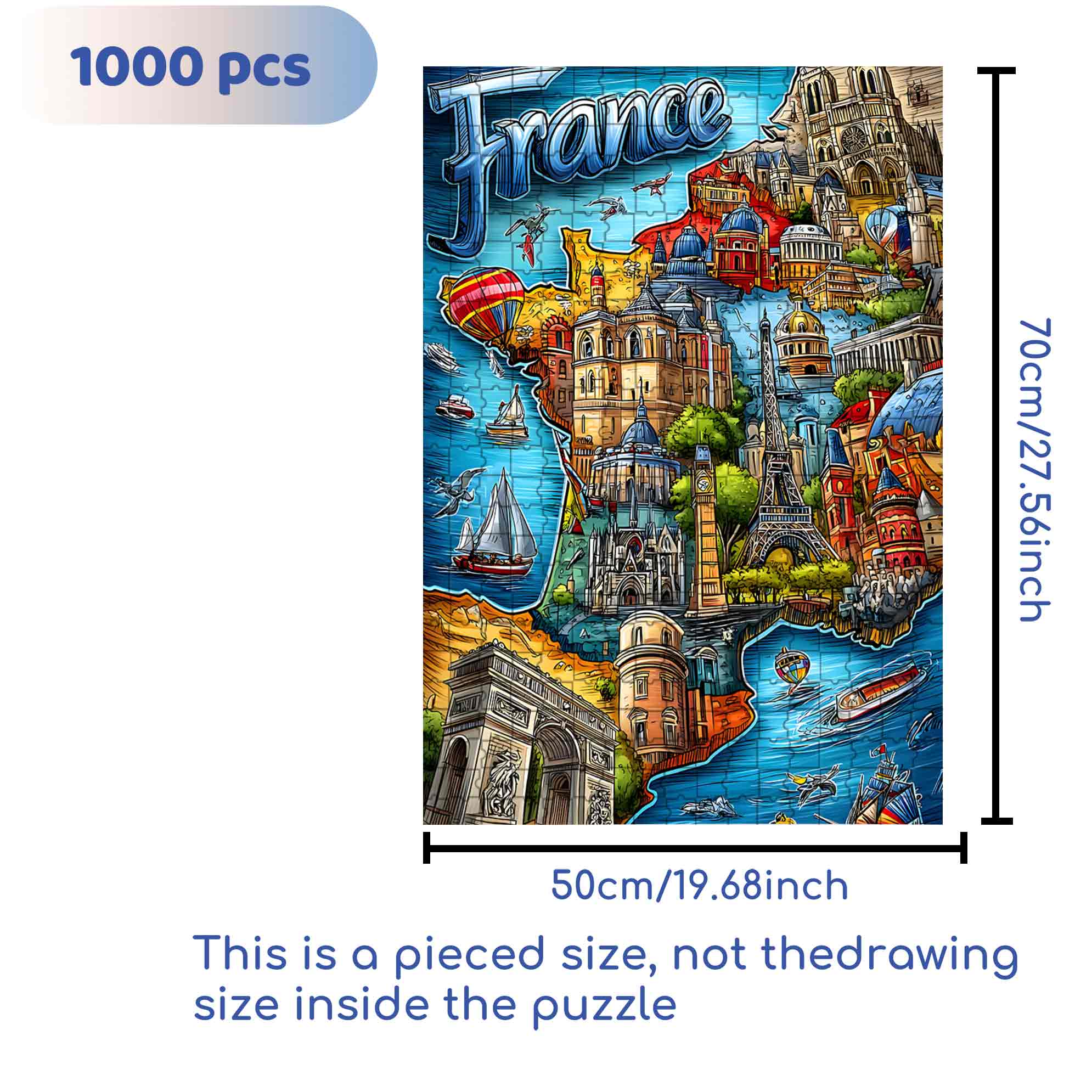 Vive La France  500pcs/1000pcs Jigsaw Puzzle, Scratch-Resistant, Paper Material, Interactive Family Game & Brain-Boosting DIY Decor, Perfect for Halloween, Christmas & New Year Gifts, Family Puzzle Game