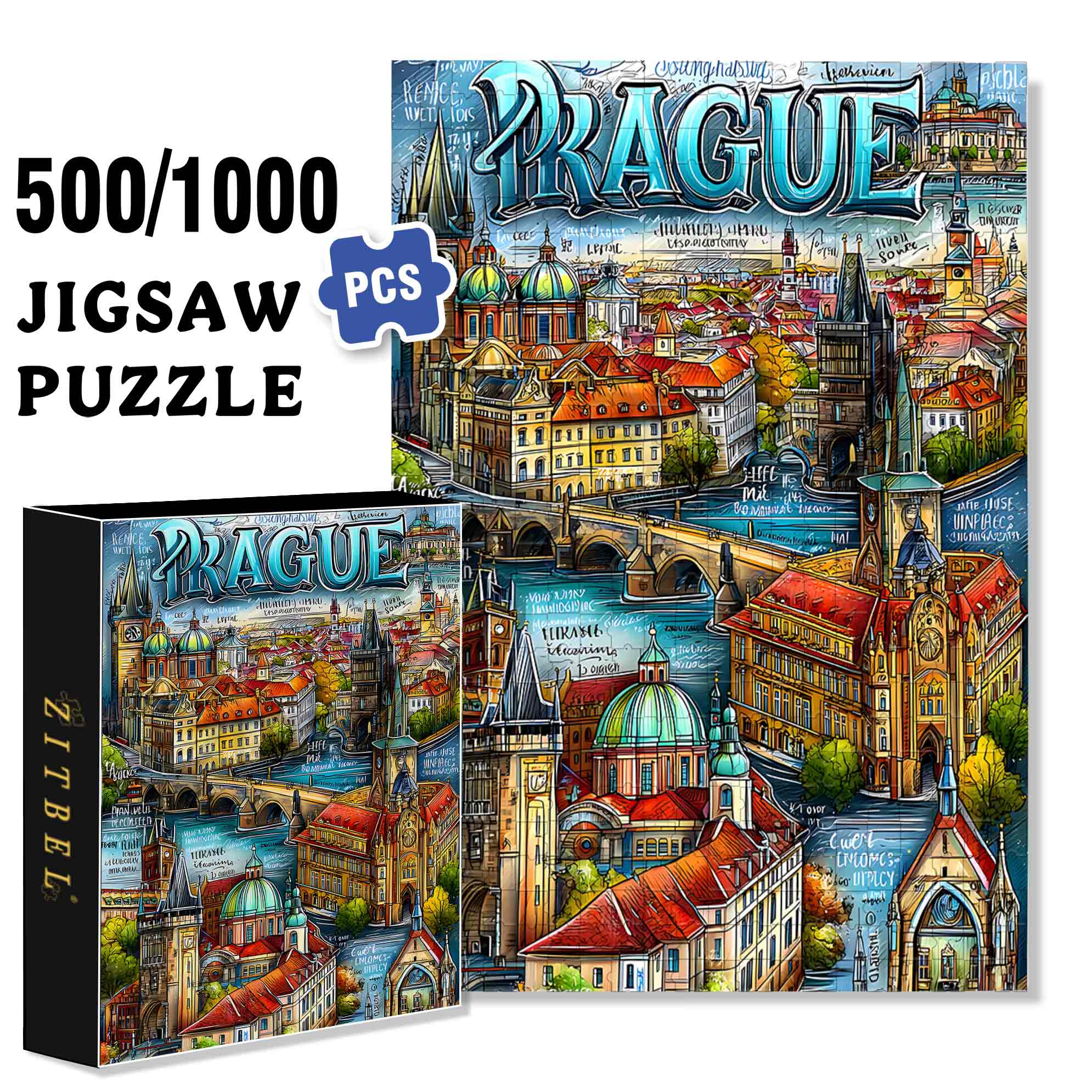 Whimsica  500pcs/1000pcs Jigsaw Puzzle, Scratch-Resistant, Paper Material, Interactive Family Game & Brain-Boosting DIY Decor, Perfect for Halloween, Christmas & New Year Gifts, Family Puzzle Game