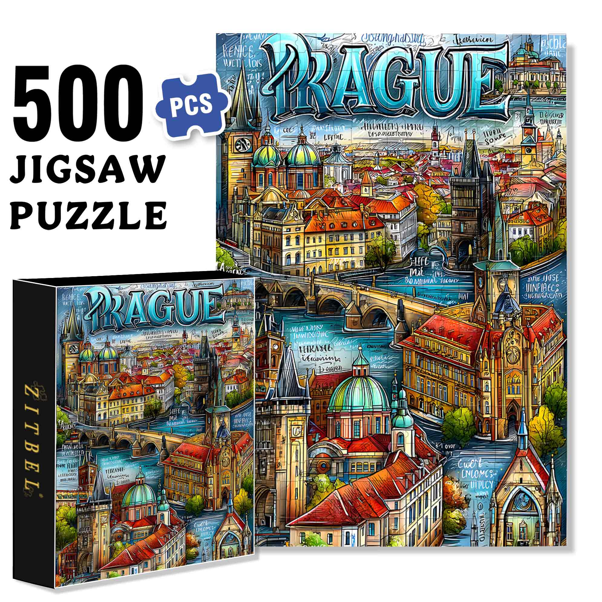 Whimsica  500pcs/1000pcs Jigsaw Puzzle, Scratch-Resistant, Paper Material, Interactive Family Game & Brain-Boosting DIY Decor, Perfect for Halloween, Christmas & New Year Gifts, Family Puzzle Game