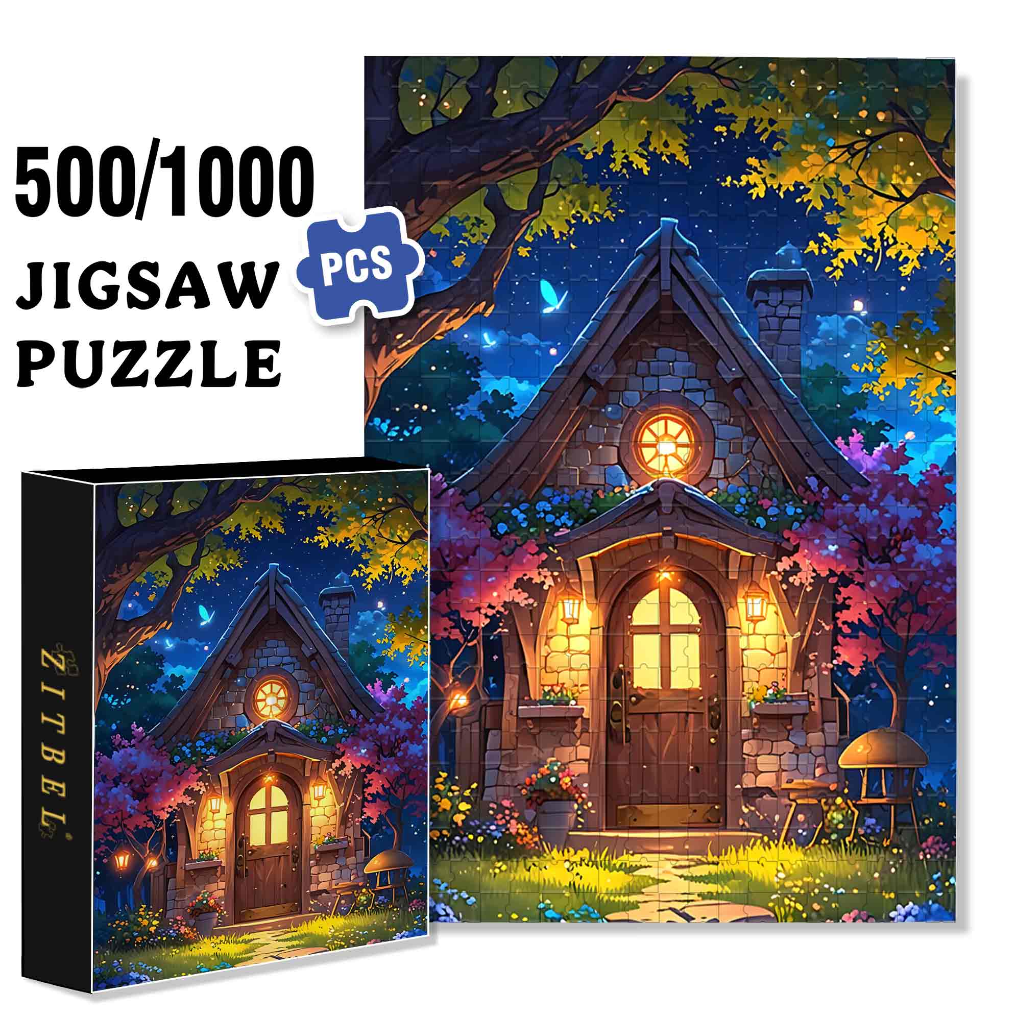 WP 500pcs/1000pcs Jigsaw Puzzle, Scratch-Resistant, Paper Material, Interactive Family Game & Brain-Boosting DIY Decor, Perfect for Halloween, Christmas & New Year Gifts, Family Puzzle Game