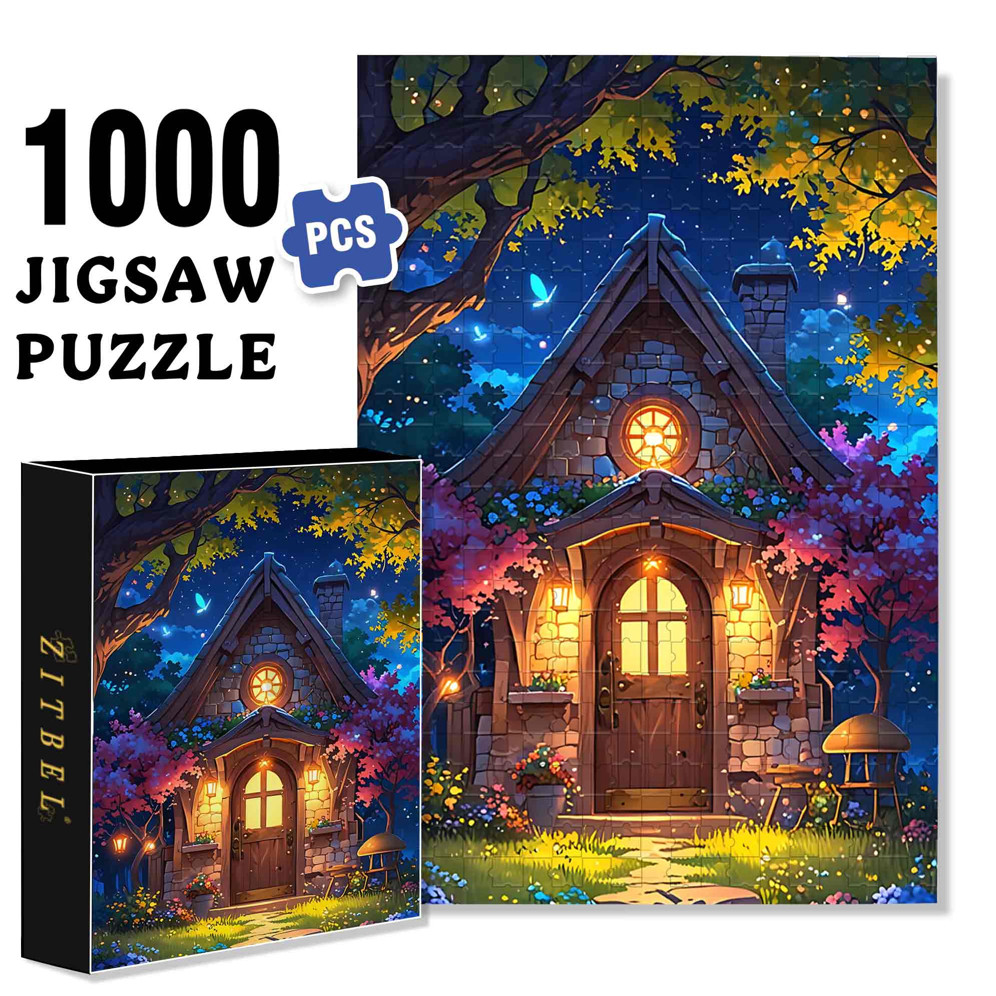 WP 500pcs/1000pcs Jigsaw Puzzle, Scratch-Resistant, Paper Material, Interactive Family Game & Brain-Boosting DIY Decor, Perfect for Halloween, Christmas & New Year Gifts, Family Puzzle Game
