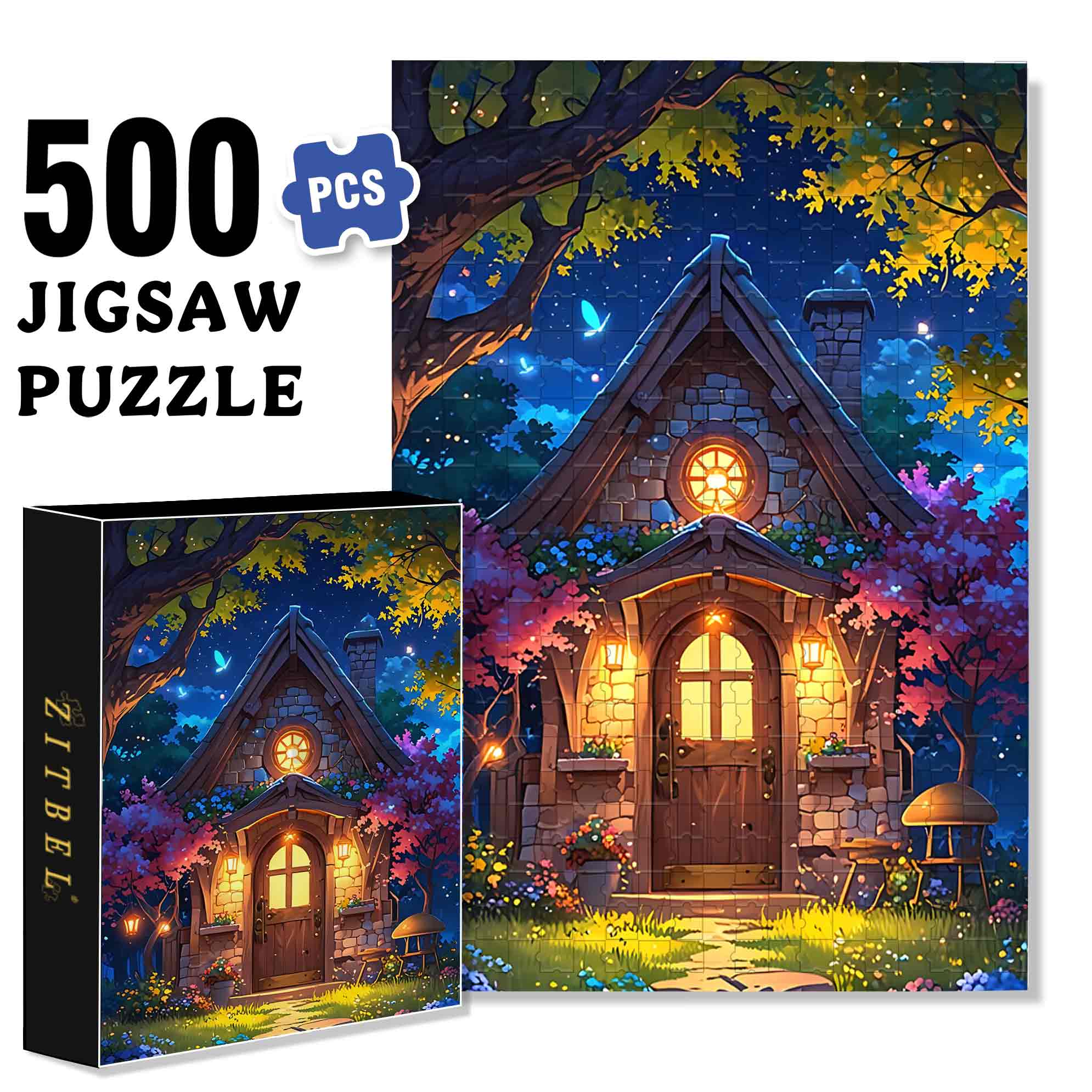 WP 500pcs/1000pcs Jigsaw Puzzle, Scratch-Resistant, Paper Material, Interactive Family Game & Brain-Boosting DIY Decor, Perfect for Halloween, Christmas & New Year Gifts, Family Puzzle Game
