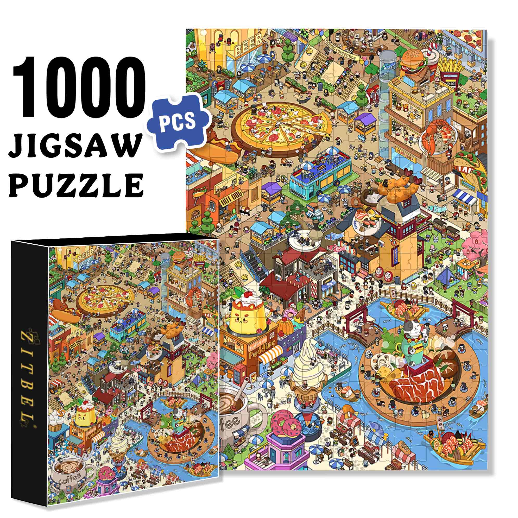 Yellow 500pcs/1000pcs Jigsaw Puzzle, Scratch-Resistant, Paper Material, Interactive Family Game & Brain-Boosting DIY Decor, Perfect for Halloween, Christmas & New Year Gifts, Family Puzzle Game
