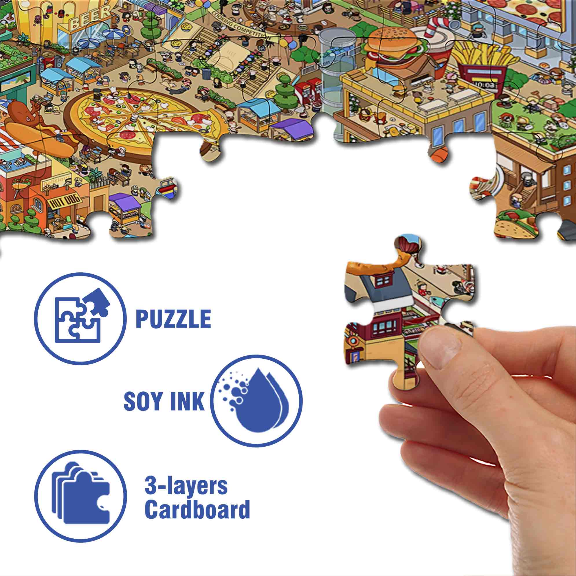 Yellow 500pcs/1000pcs Jigsaw Puzzle, Scratch-Resistant, Paper Material, Interactive Family Game & Brain-Boosting DIY Decor, Perfect for Halloween, Christmas & New Year Gifts, Family Puzzle Game