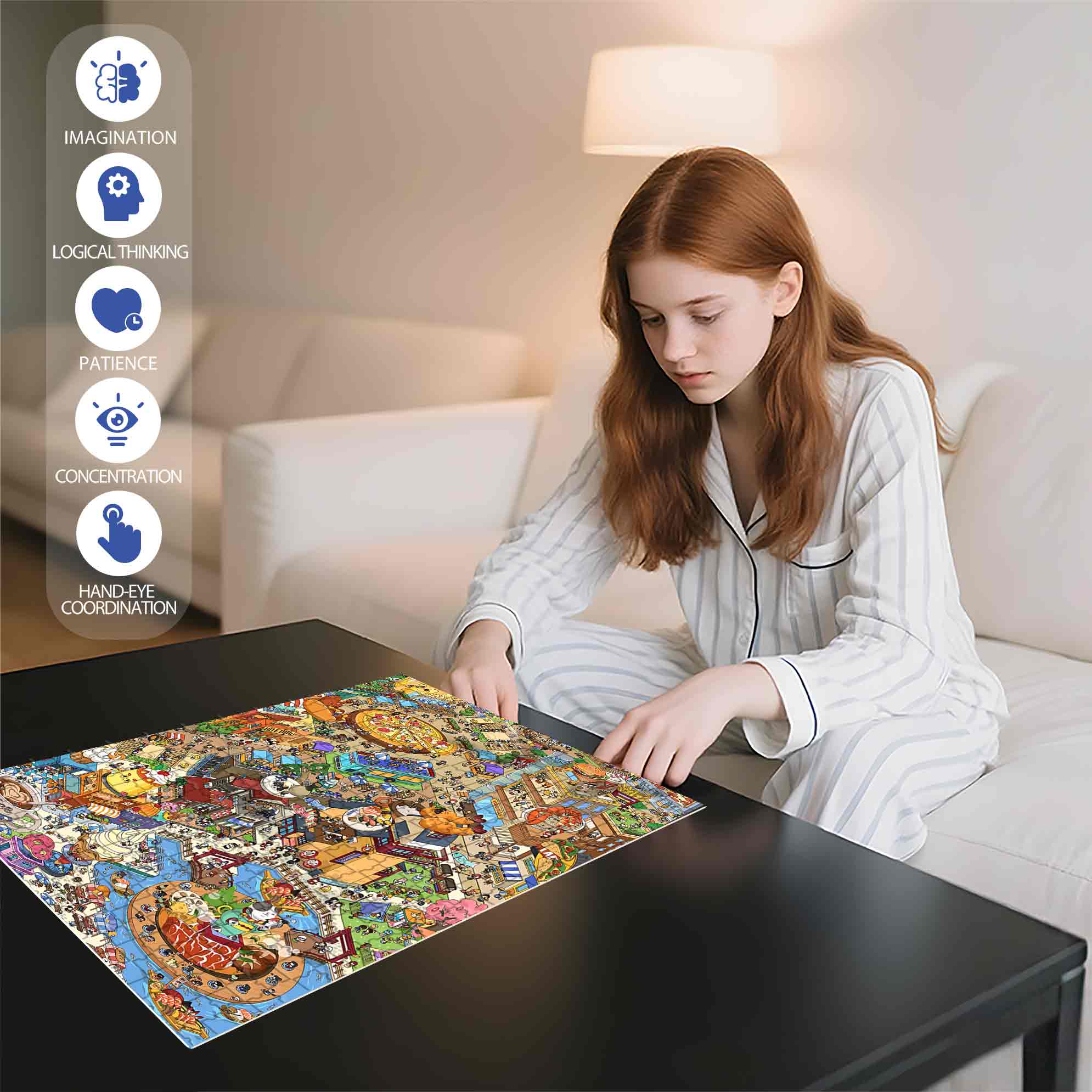 Yellow 500pcs/1000pcs Jigsaw Puzzle, Scratch-Resistant, Paper Material, Interactive Family Game & Brain-Boosting DIY Decor, Perfect for Halloween, Christmas & New Year Gifts, Family Puzzle Game