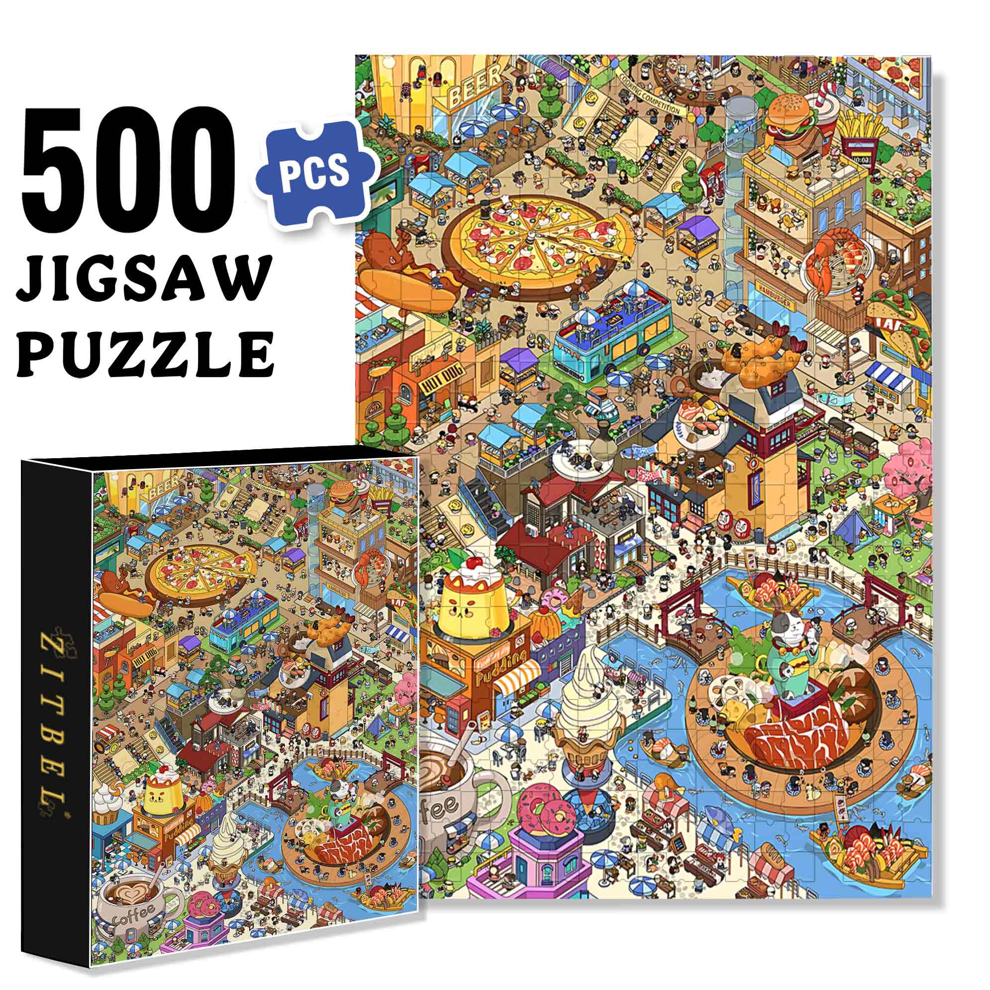 Yellow 500pcs/1000pcs Jigsaw Puzzle, Scratch-Resistant, Paper Material, Interactive Family Game & Brain-Boosting DIY Decor, Perfect for Halloween, Christmas & New Year Gifts, Family Puzzle Game