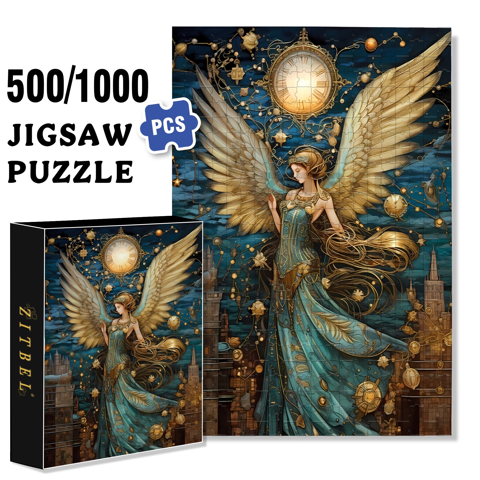 Angel 500pcs/1000pcs Jigsaw Puzzle, Scratch-Resistant, Interactive Family Game & Brain-Boosting DIY Decor, Perfect for Halloween, Christmas & New Year Gifts, Family Puzzle Game