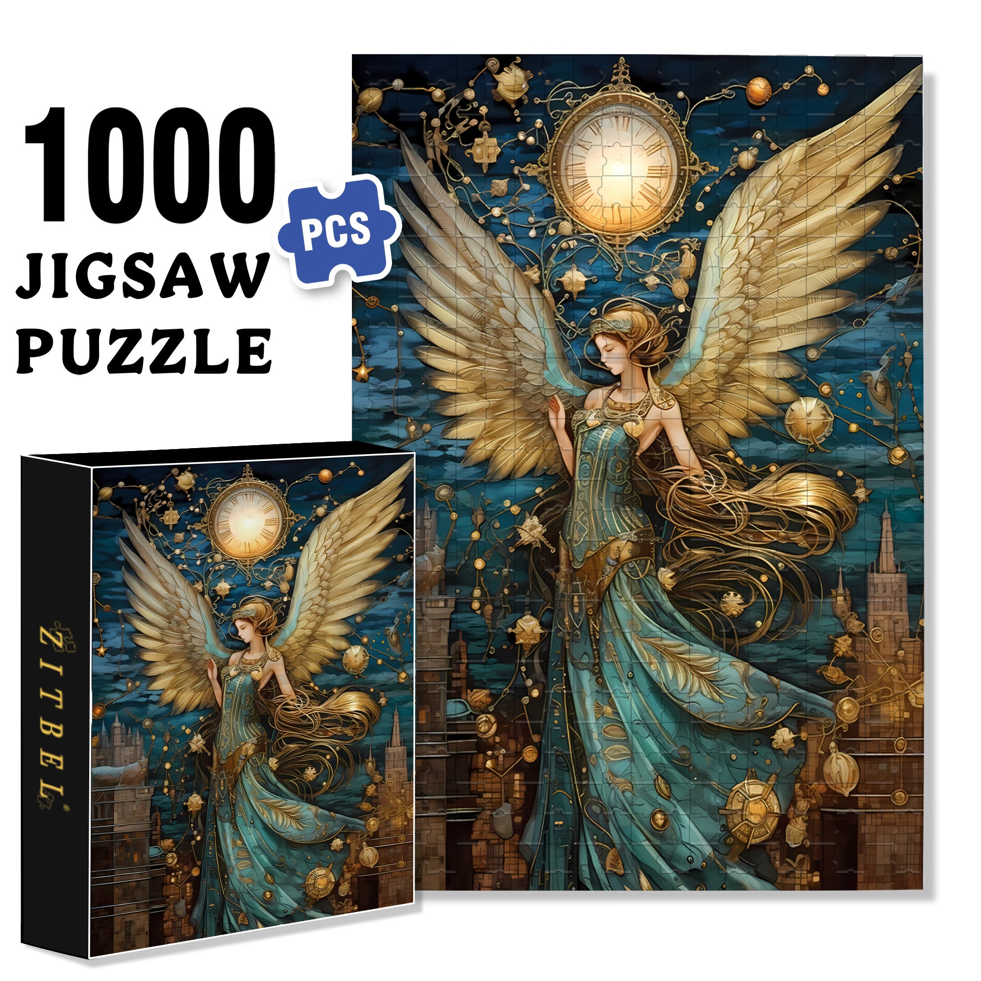 Angel 500pcs/1000pcs Jigsaw Puzzle, Scratch-Resistant, Interactive Family Game & Brain-Boosting DIY Decor, Perfect for Halloween, Christmas & New Year Gifts, Family Puzzle Game