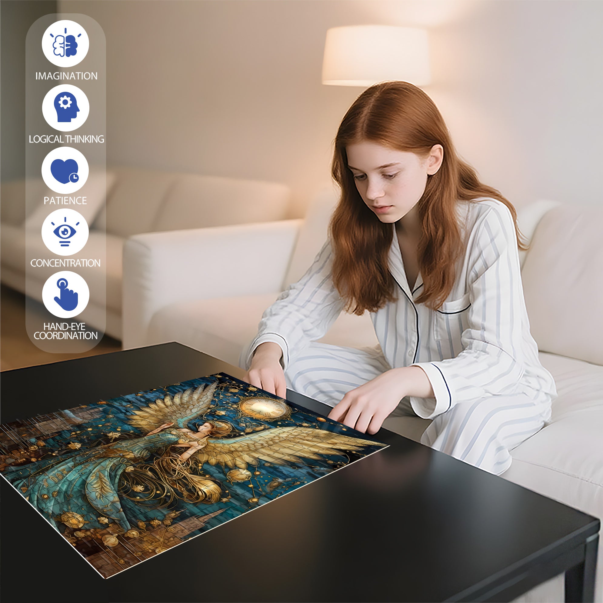 Angel 500pcs/1000pcs Jigsaw Puzzle, Scratch-Resistant, Interactive Family Game & Brain-Boosting DIY Decor, Perfect for Halloween, Christmas & New Year Gifts, Family Puzzle Game