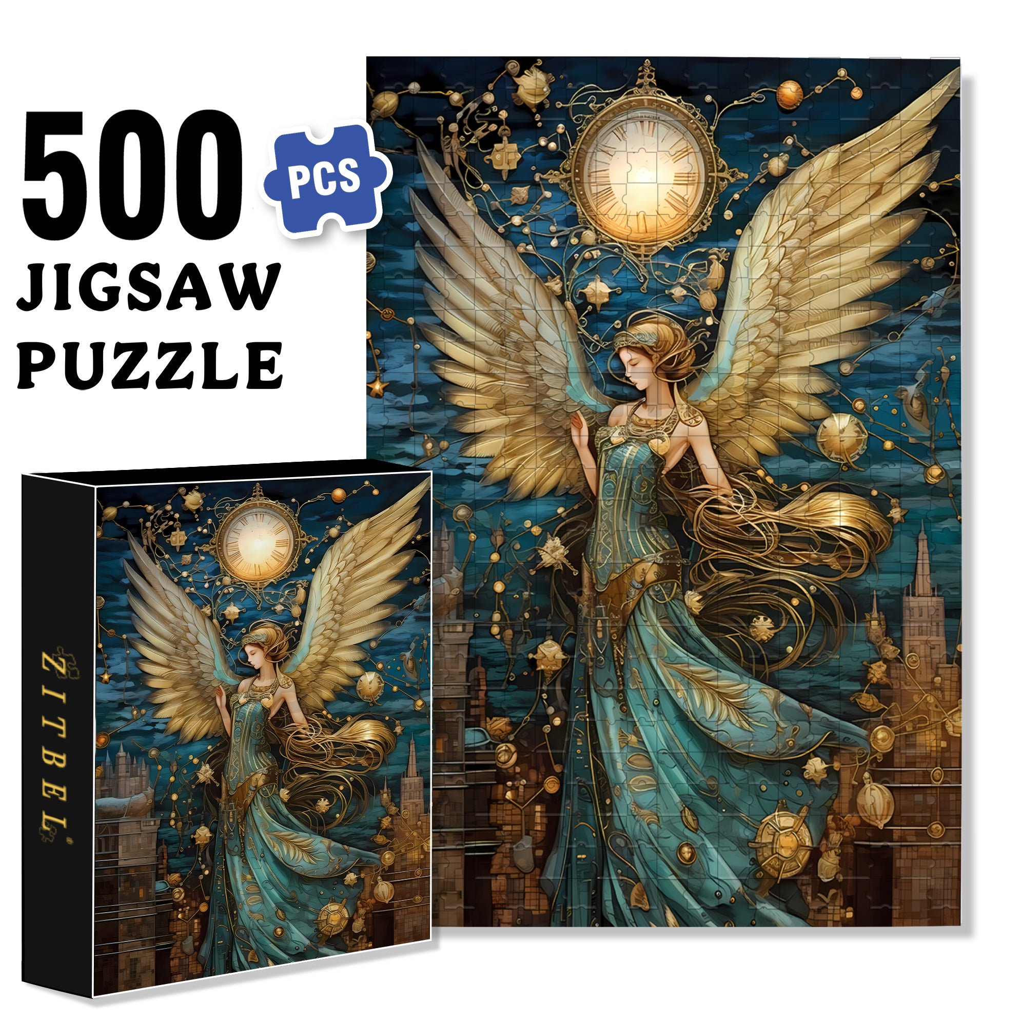 Angel 500pcs/1000pcs Jigsaw Puzzle, Scratch-Resistant, Interactive Family Game & Brain-Boosting DIY Decor, Perfect for Halloween, Christmas & New Year Gifts, Family Puzzle Game