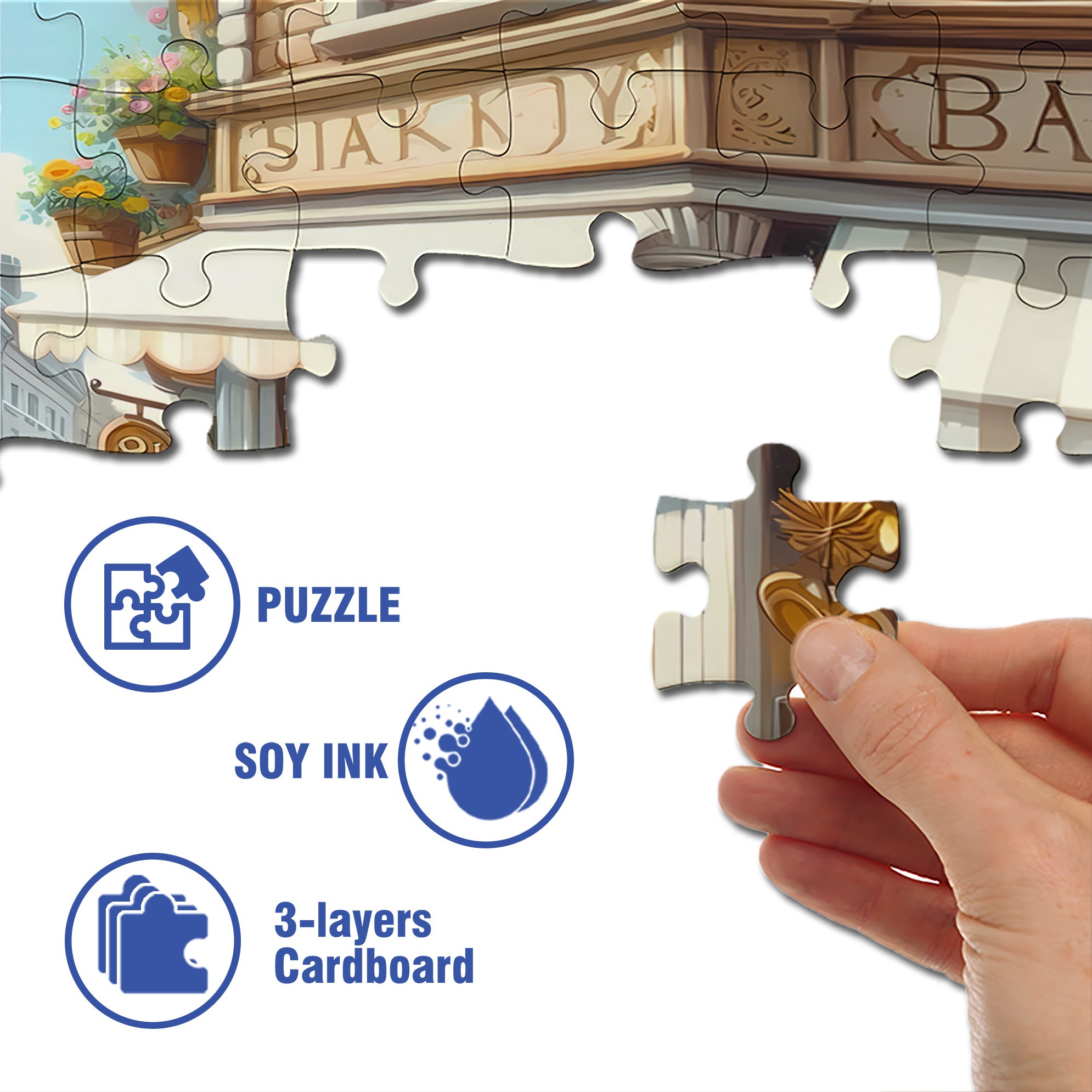 Bakery 500pcs/1000pcs Jigsaw Puzzle, Scratch-Resistant, Interactive Family Game & Brain-Boosting DIY Decor, Perfect for Halloween, Christmas & New Year Gifts, Family Puzzle Game